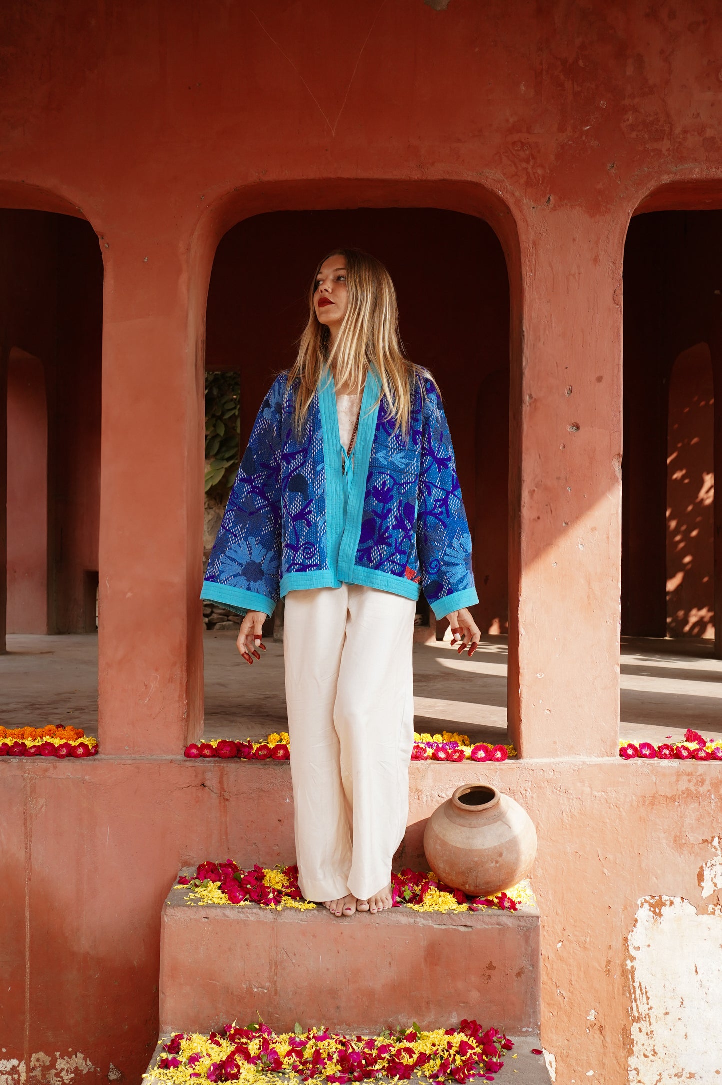 Electric Blue Kantha/Suzani Kimono
