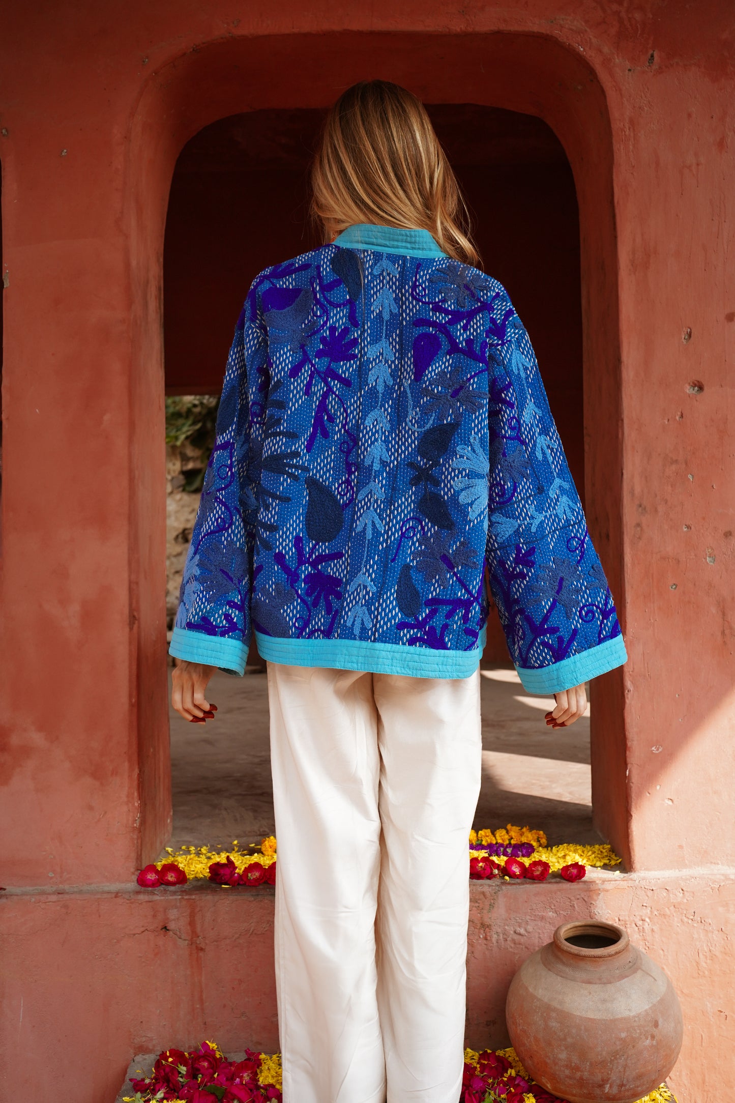 Electric Blue Kantha/Suzani Kimono