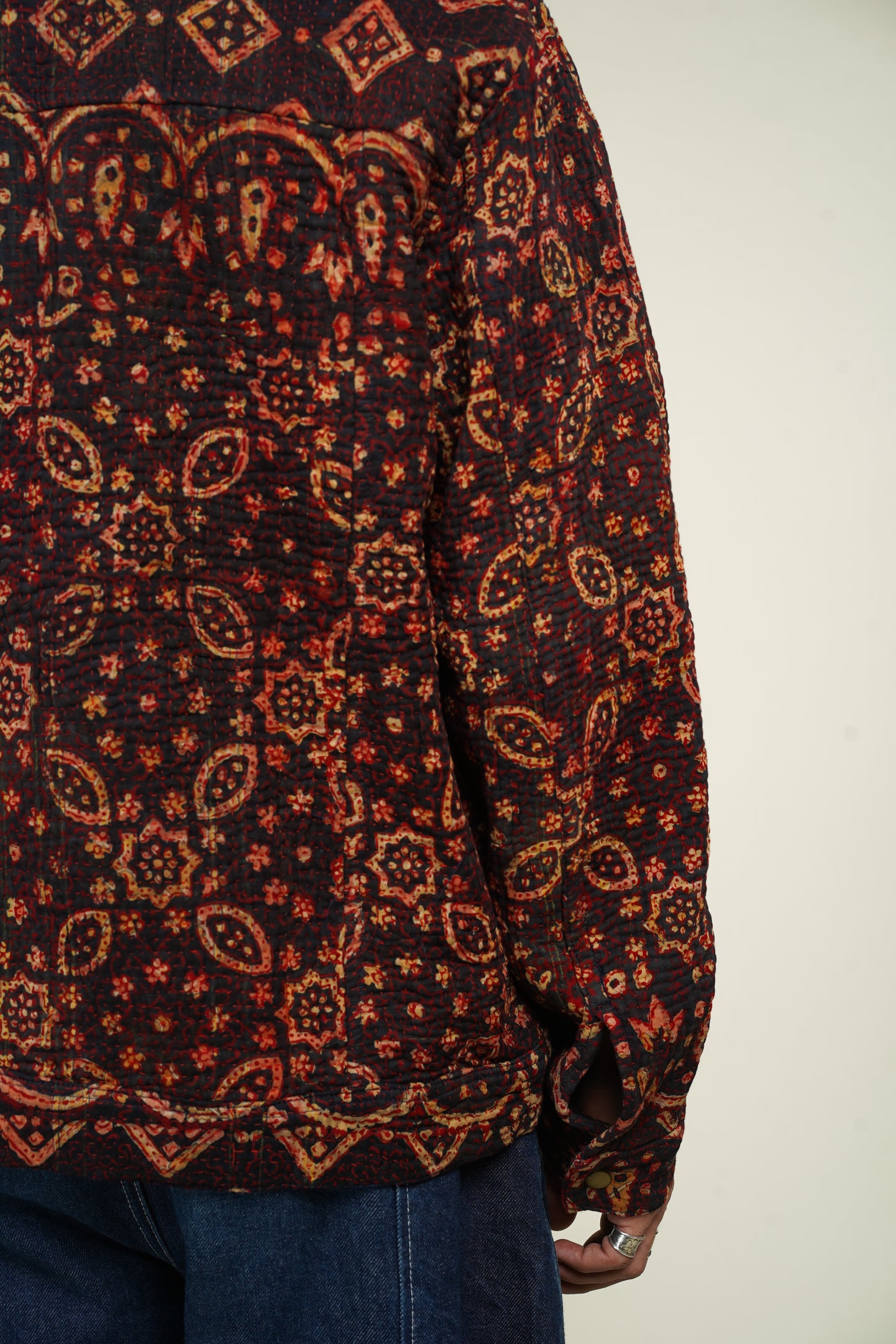 20. KANTHA AJRAK DENIM JACKET L