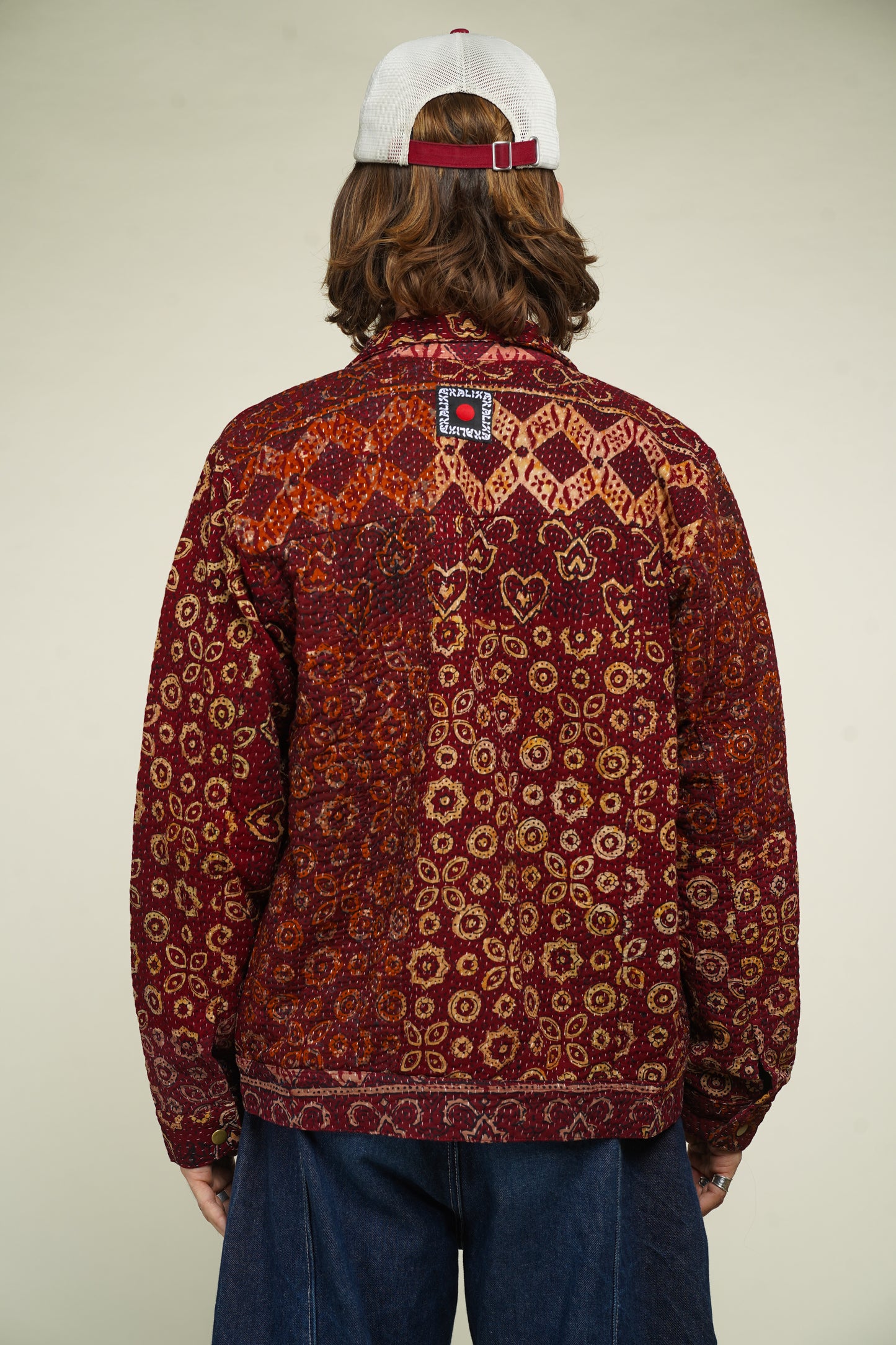 21. KANTHA AJRAK DENIM JACKET L