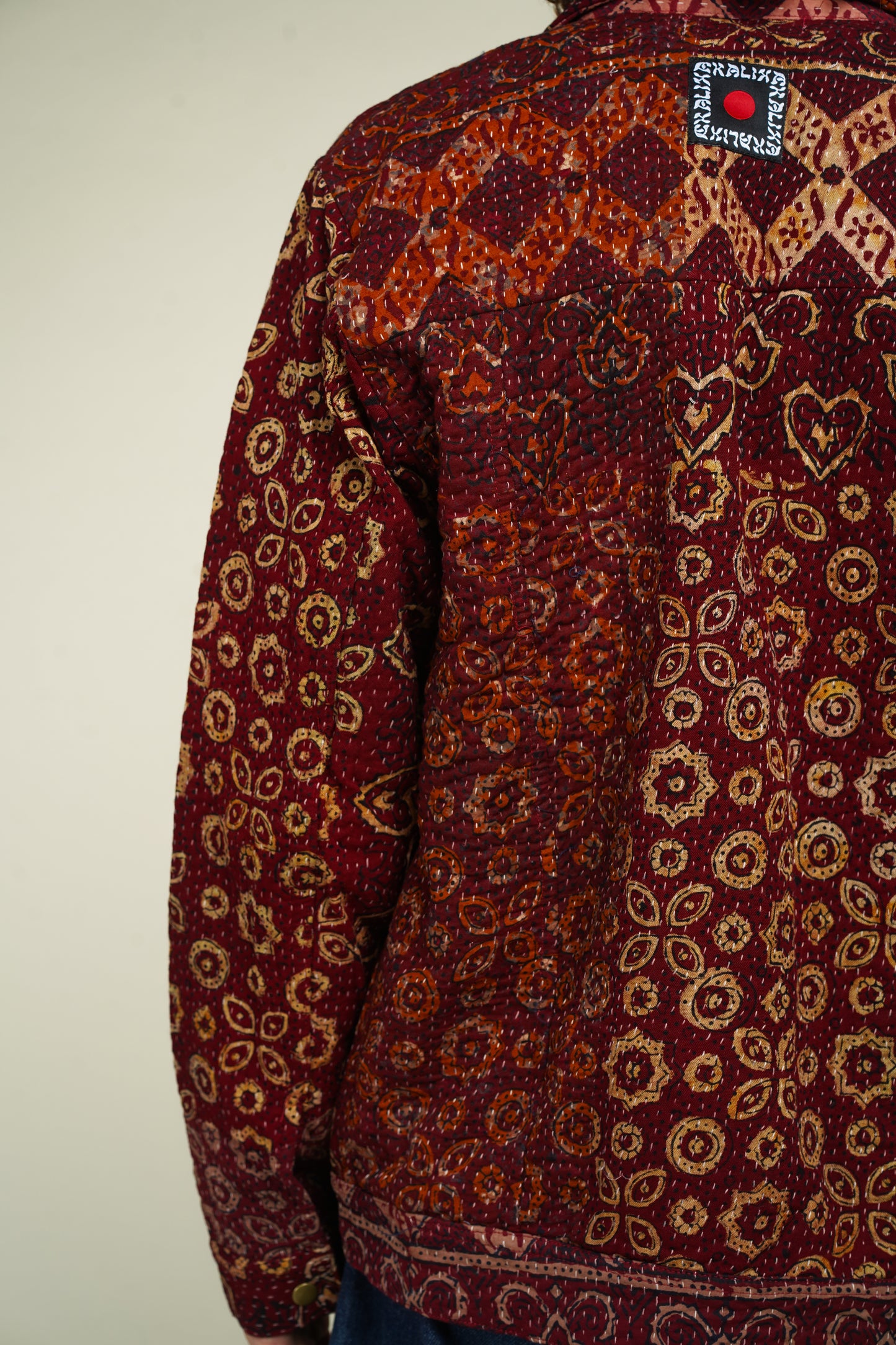 21. KANTHA AJRAK DENIM JACKET L