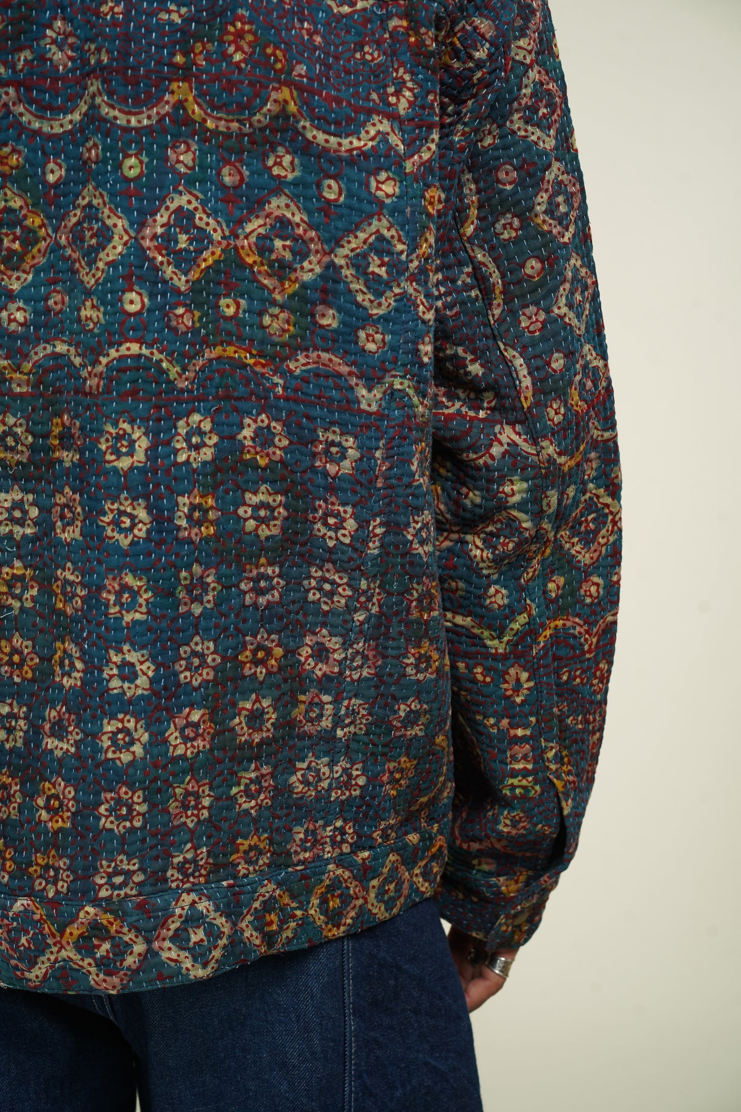 14. KANTHA AJRAK DENIM JACKET L