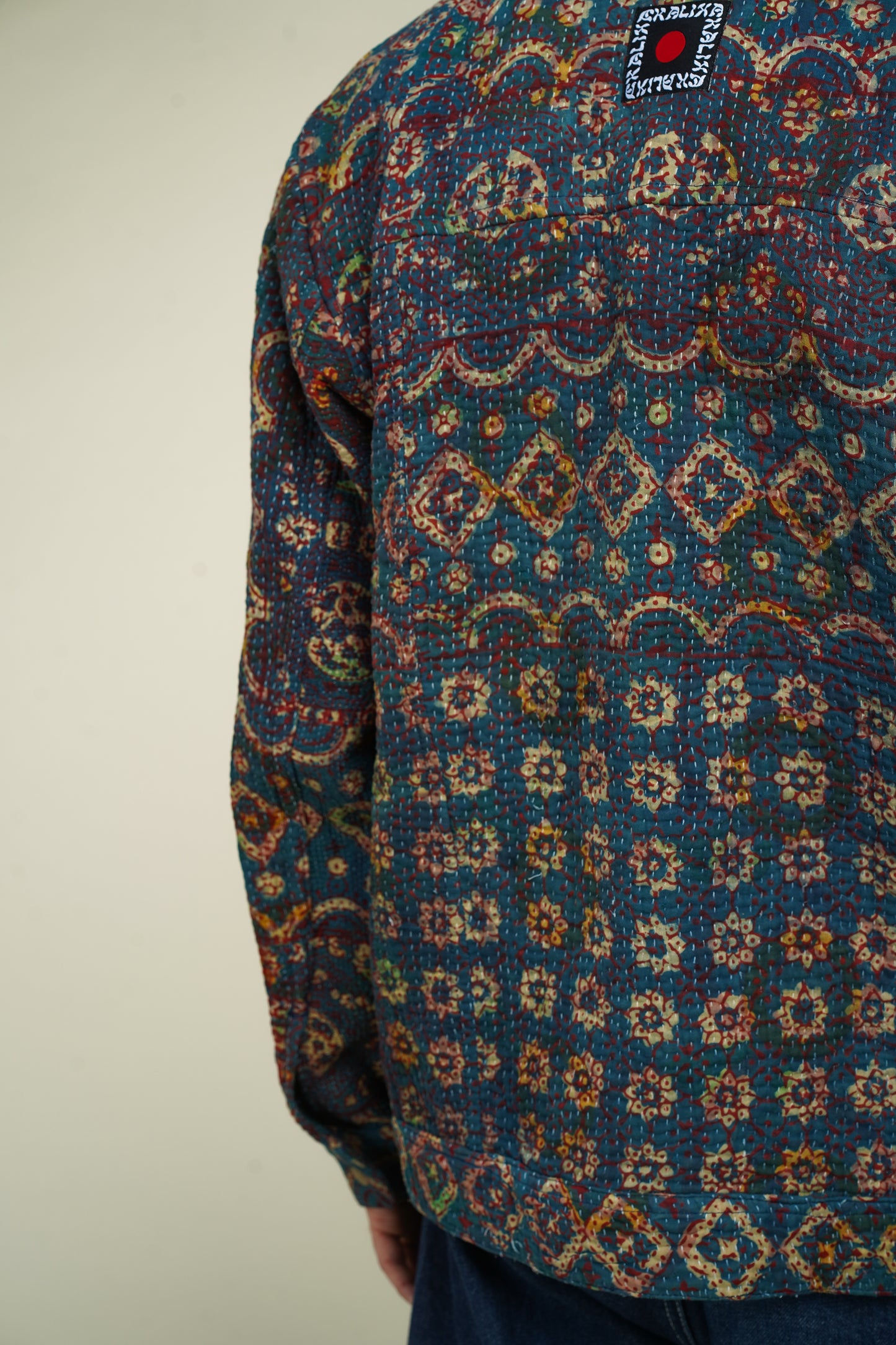 14. KANTHA AJRAK DENIM JACKET L
