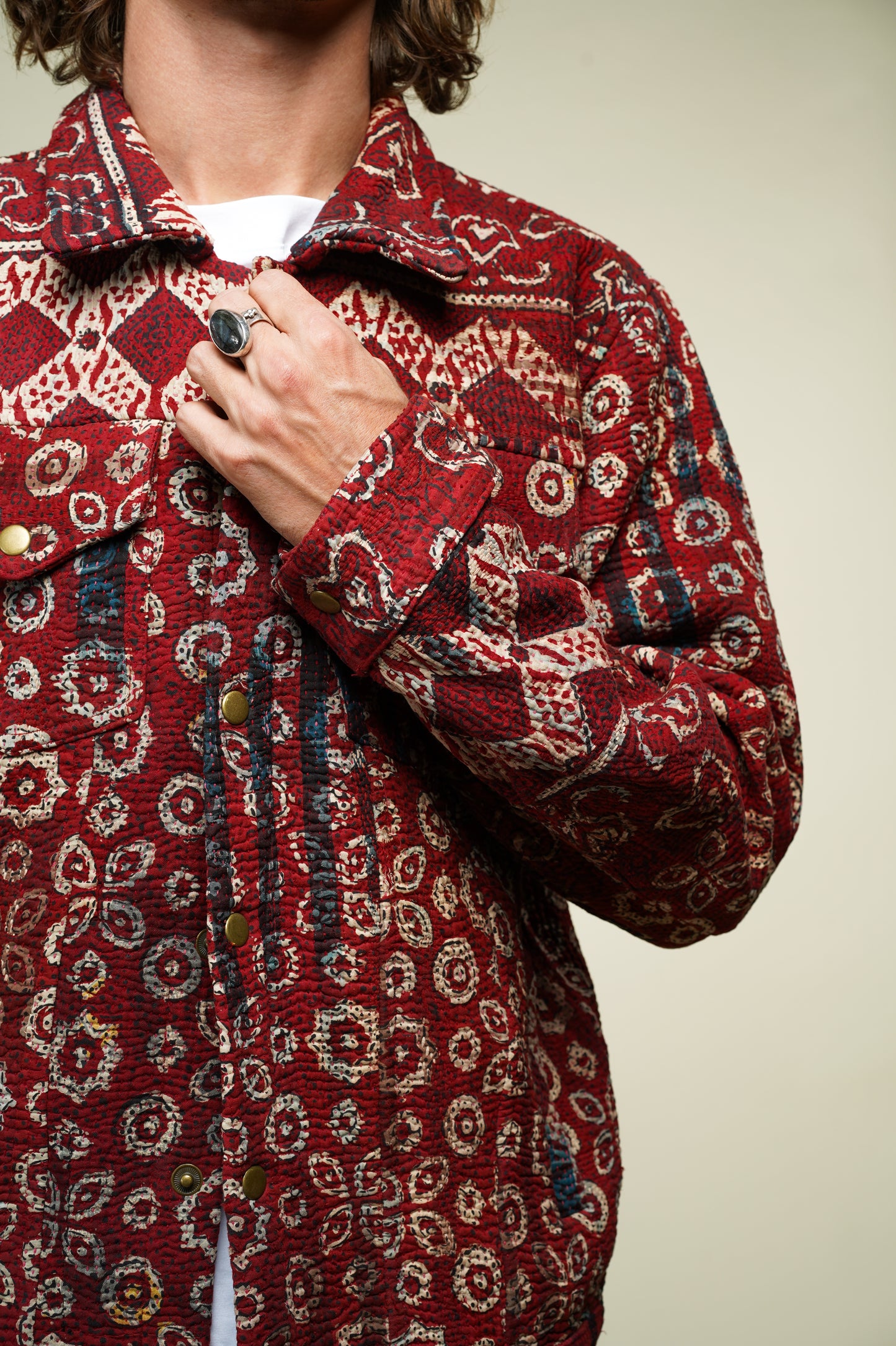 19. KANTHA AJRAK DENIM JACKET L
