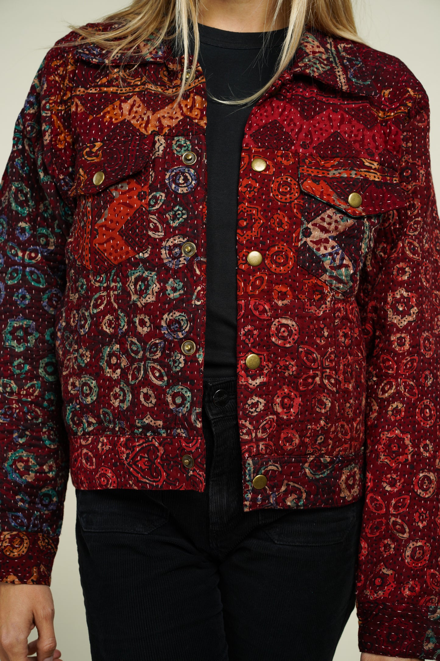 16. KANTHA AJRAK DENIM JACKET XS