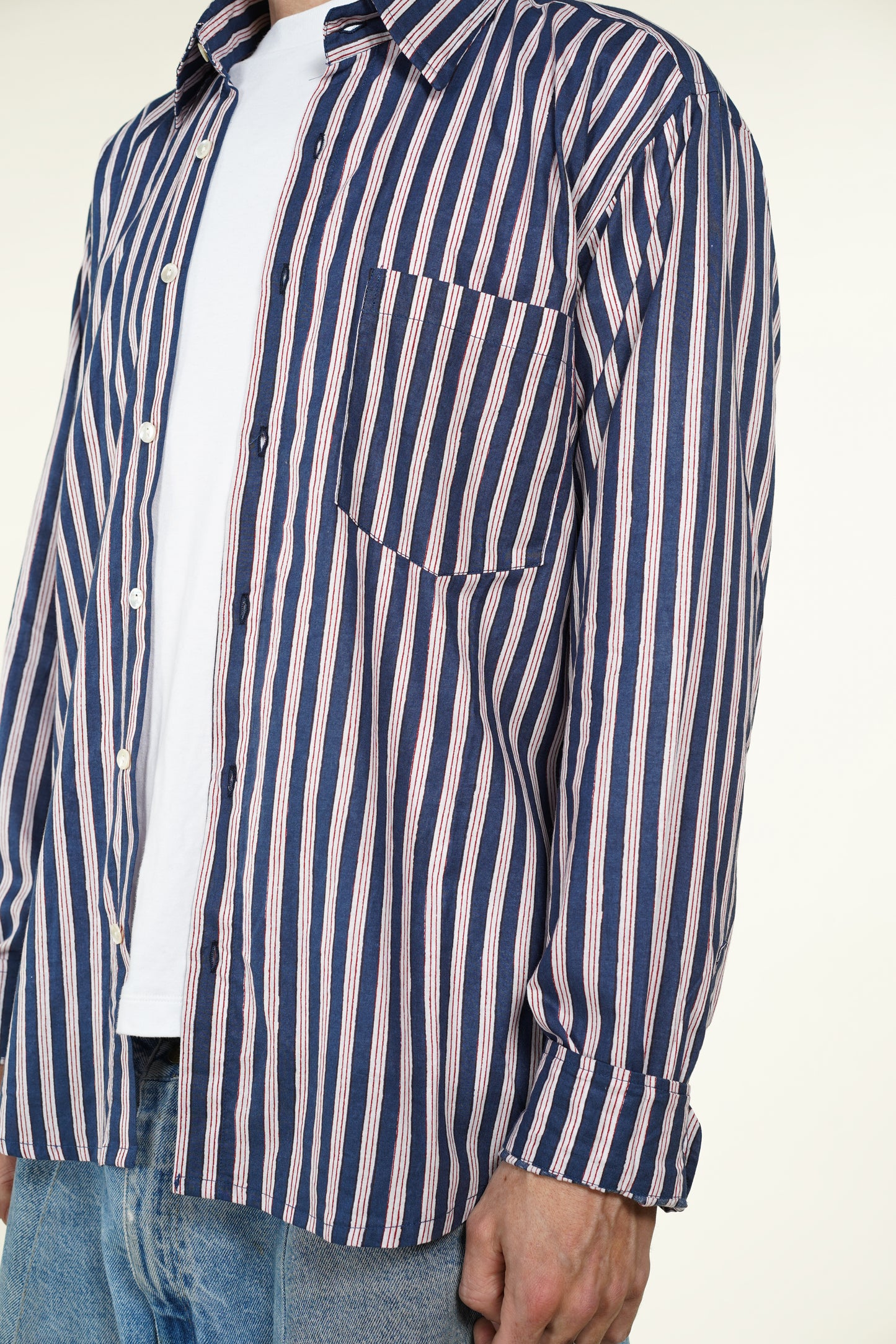 CHEMISE HOMME MANCHES LONGUES RAYÉE BLEUE