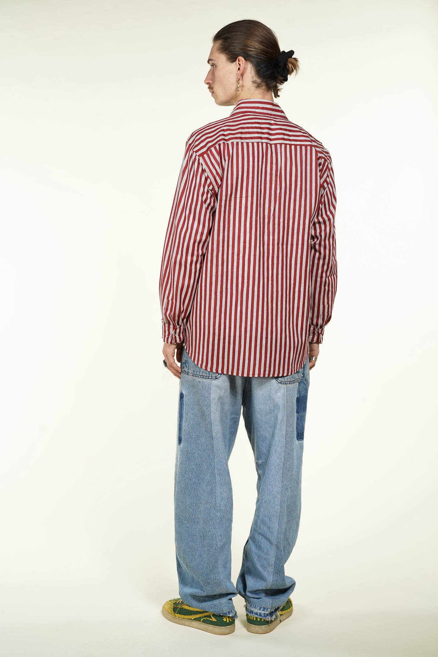 CHEMISE HOMME MANCHES LONGUES RAYÉE ROUGE