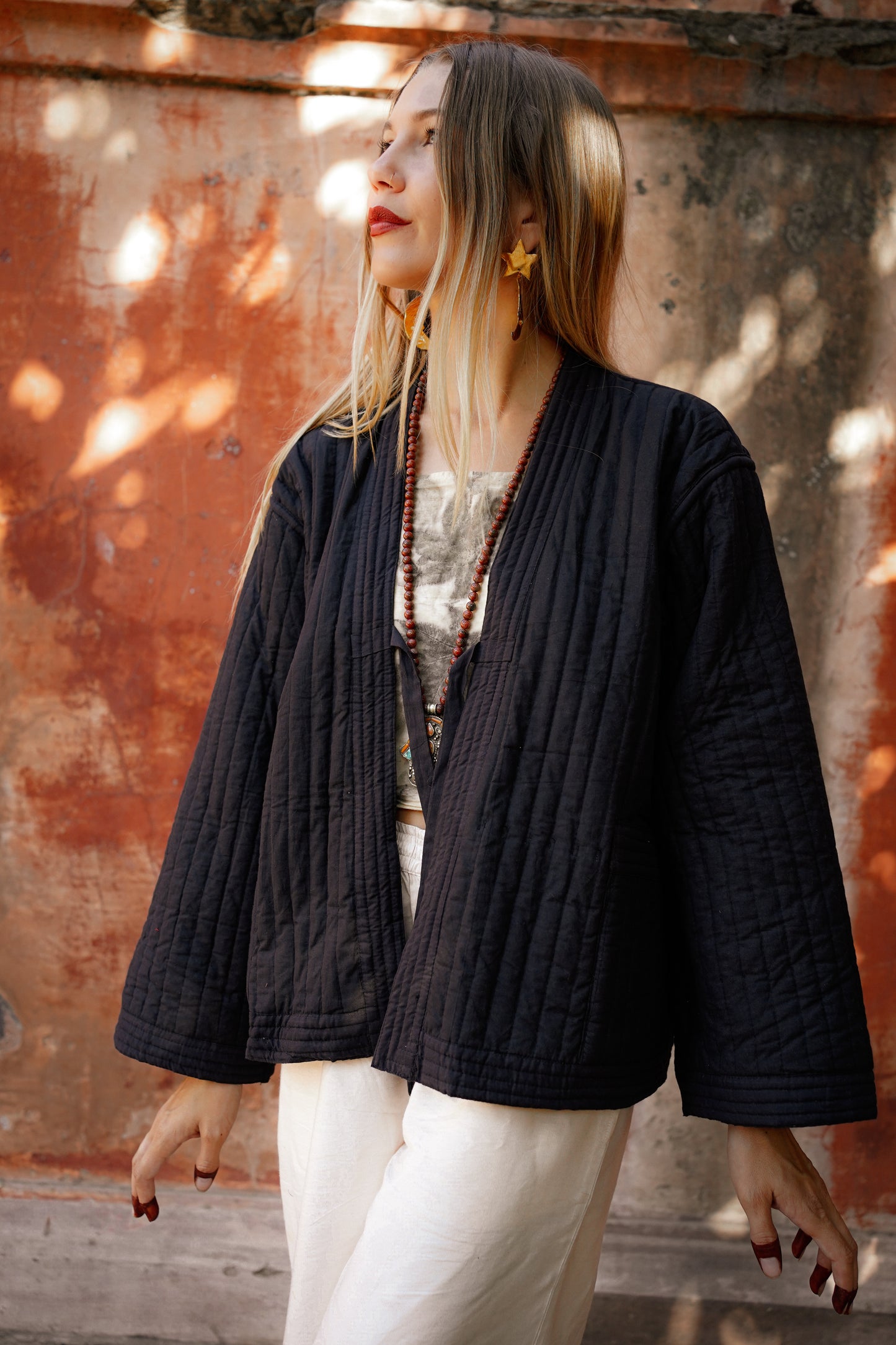 KIMONO BLOCKPRINT MATELASSÉ PAISLEY