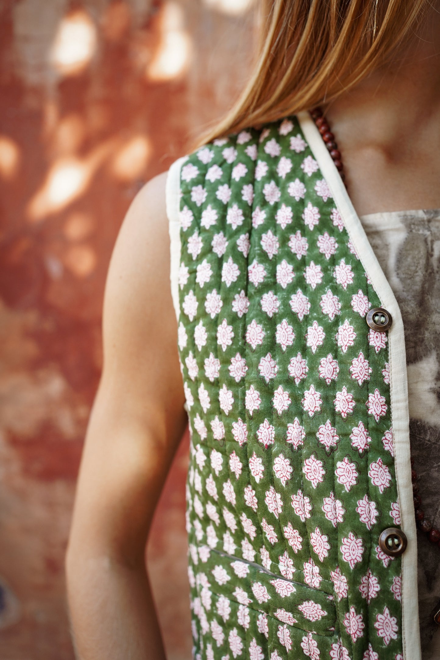 GILET REVERSIBLE BLOCKPRINT PROVENCE VERT