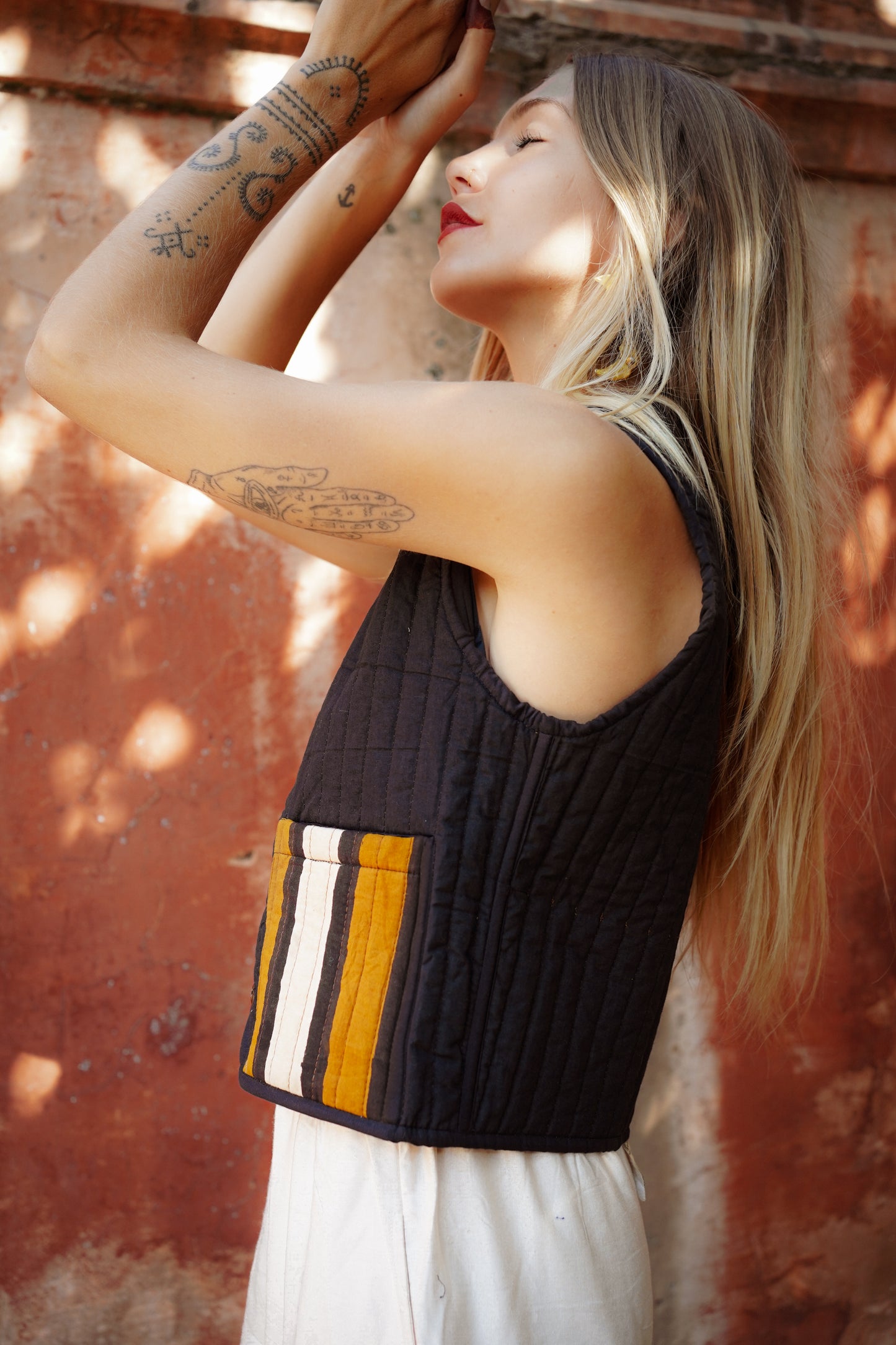GILET REVERSIBLE BLOCKPRINT CAPPUCCINO