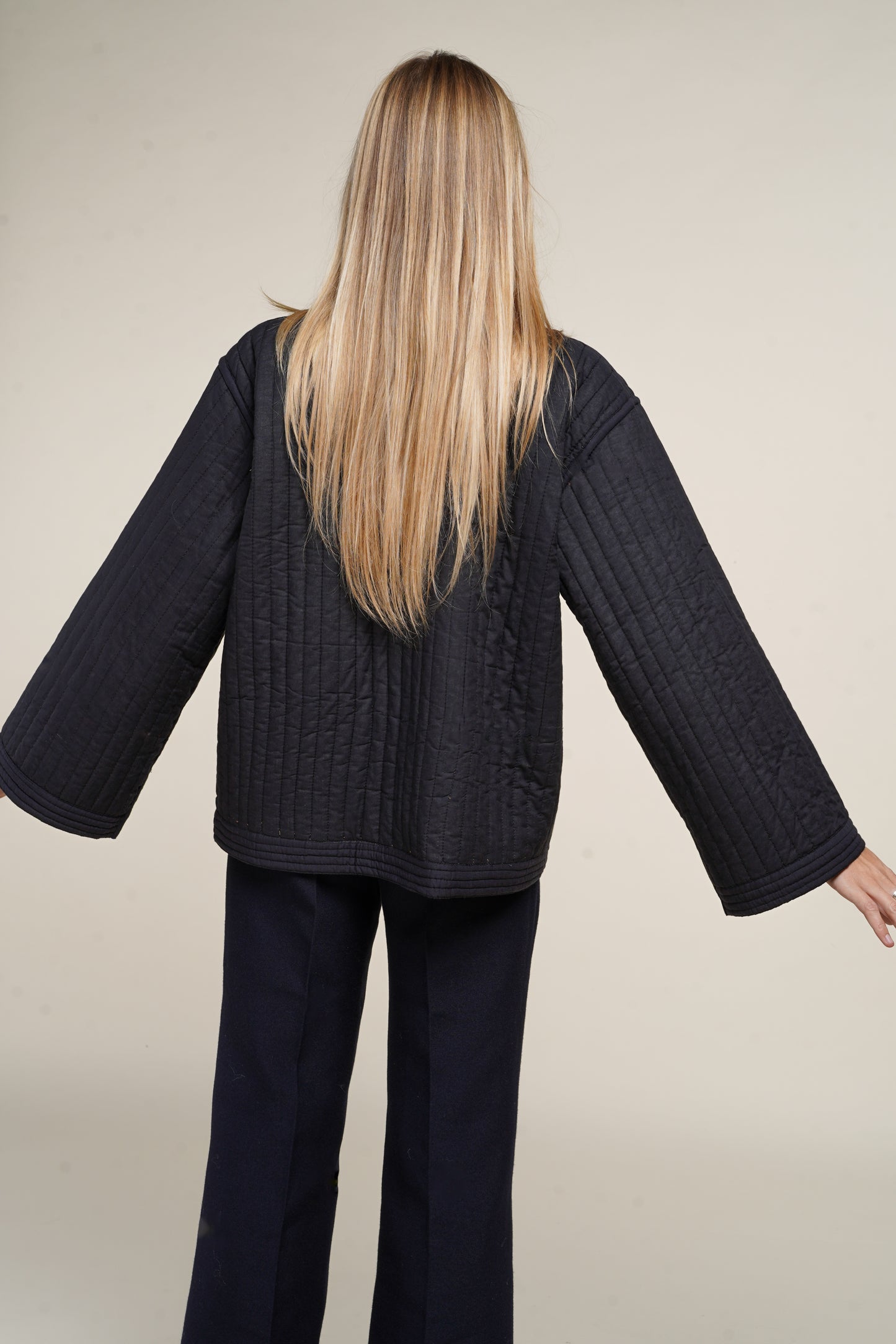 KIMONO BLOCKPRINT MATELASSÉ CAPPUCCINO