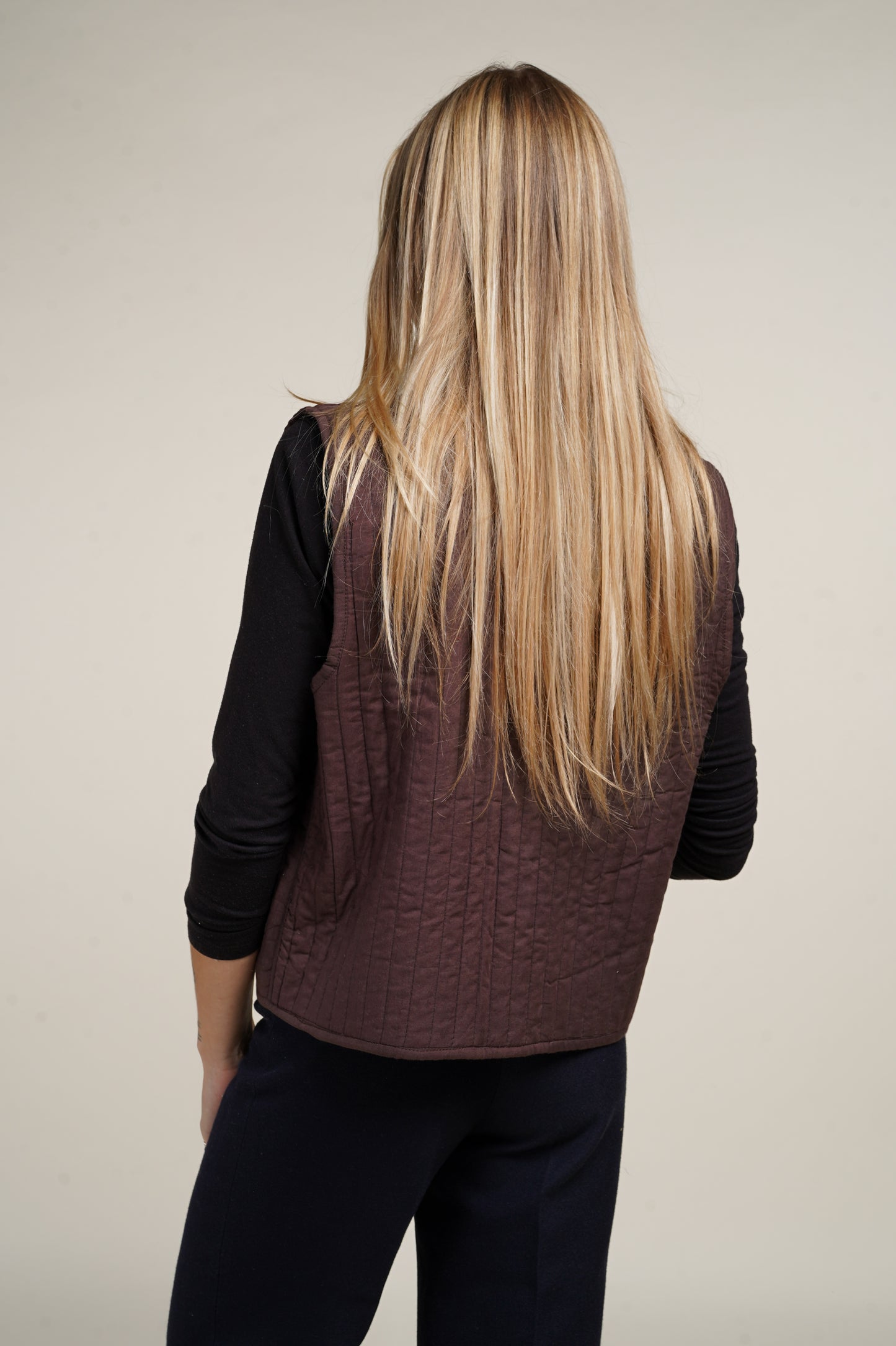GILET REVERSIBLE BLOCKPRINT FLEURS MARRONS