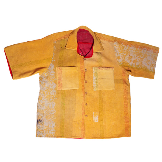 CHEMISE KANTHA REVERSIBLE JAUNE & ROSE