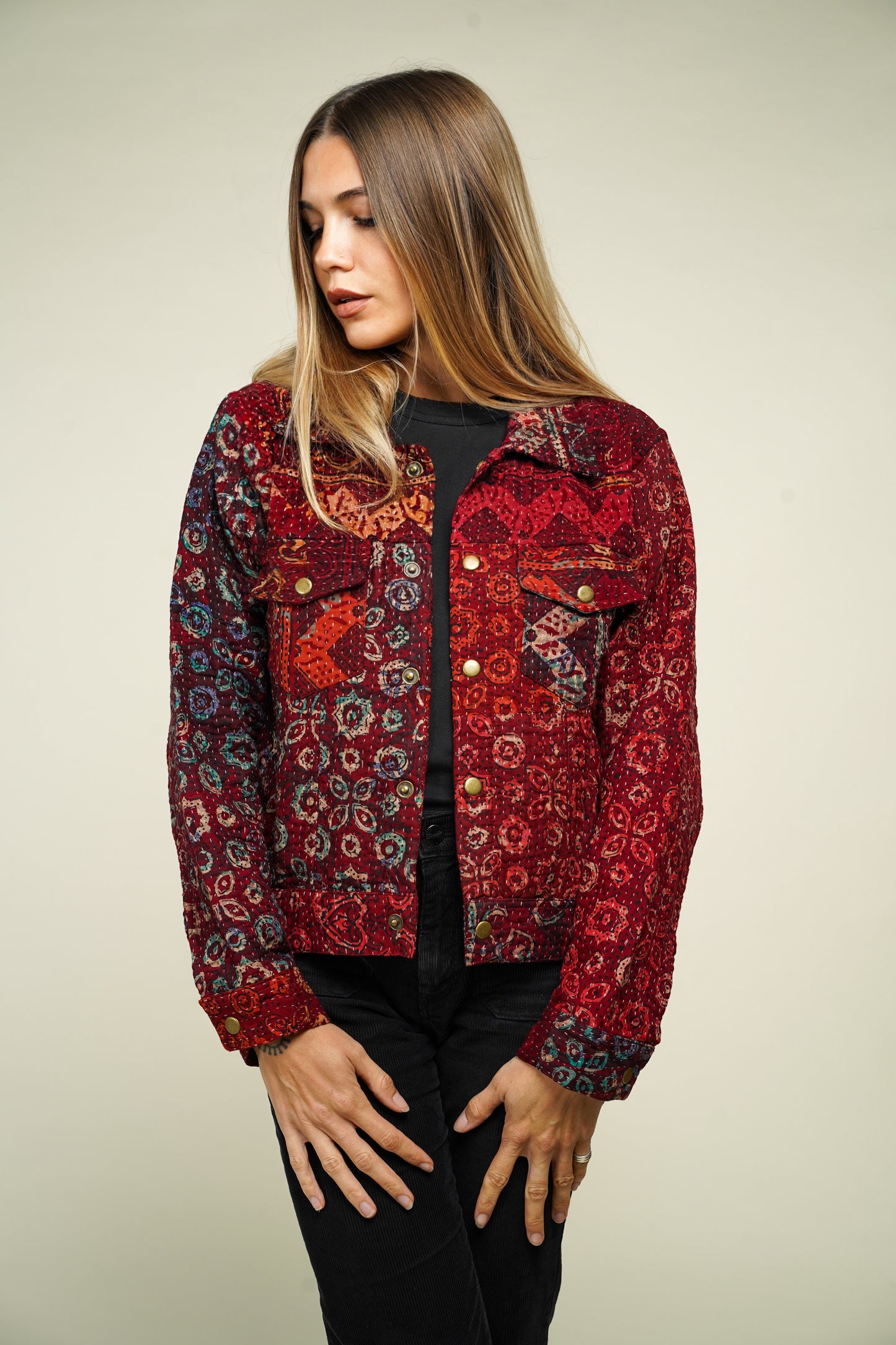 16. KANTHA AJRAK DENIM JACKET XS