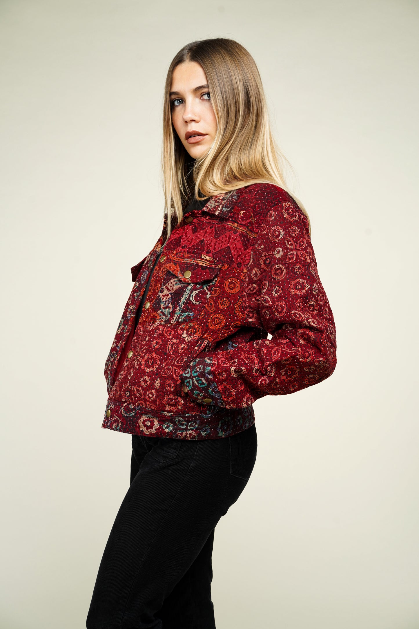 16. KANTHA AJRAK DENIM JACKET XS