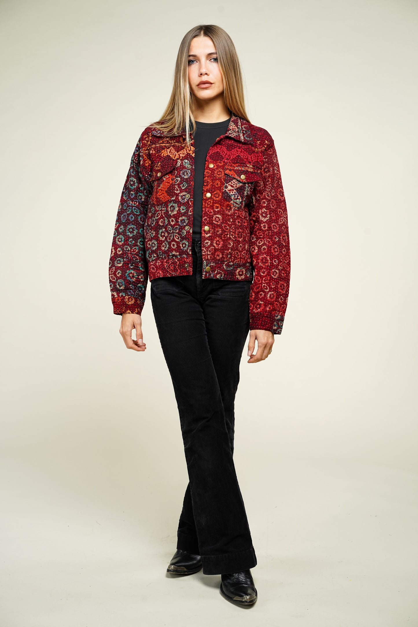 16. KANTHA AJRAK DENIM JACKET XS