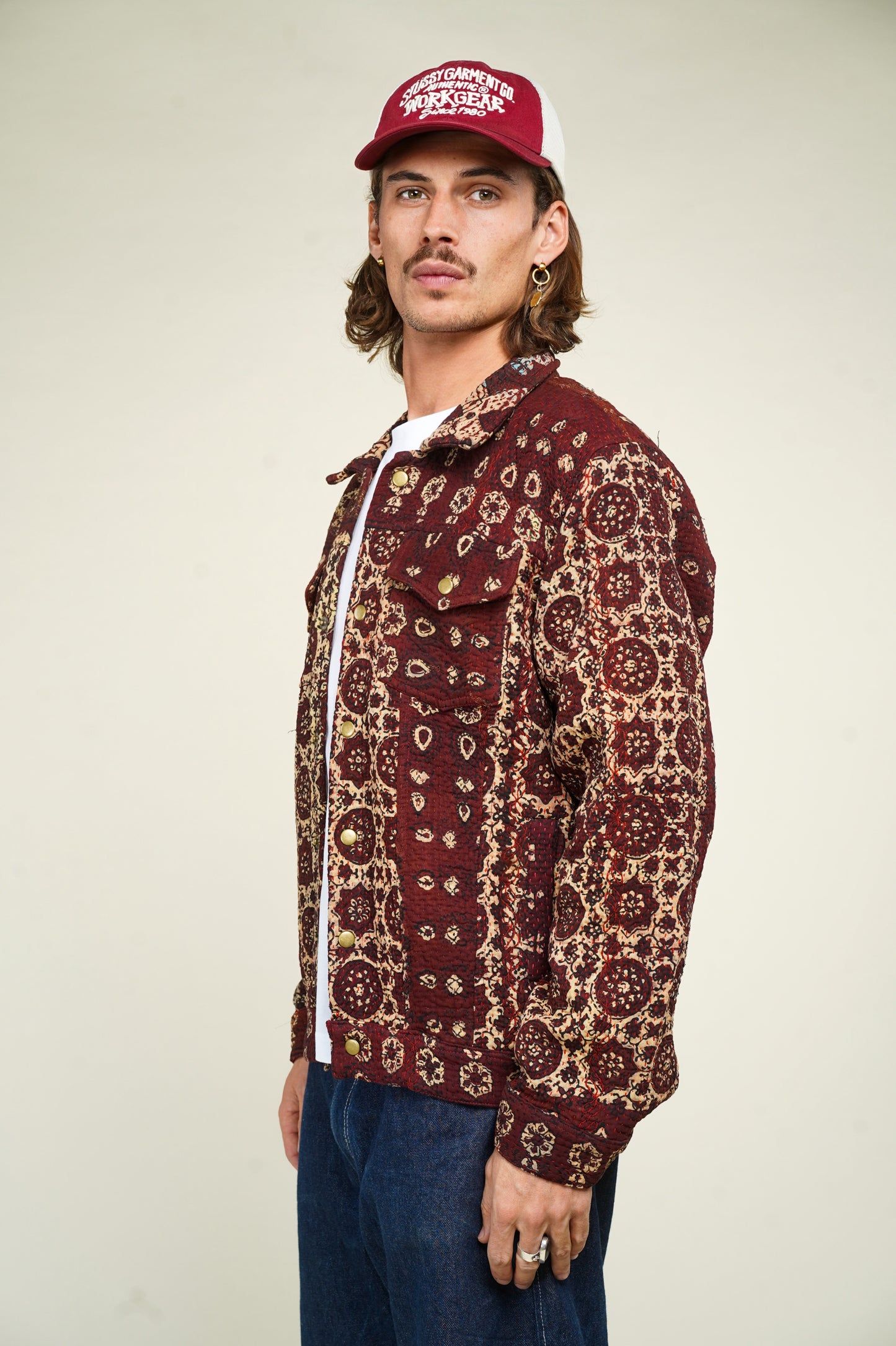 17. KANTHA AJRAK DENIM JACKET L