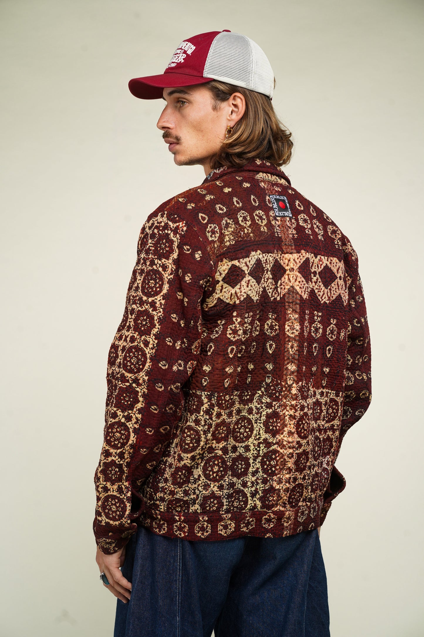 17. KANTHA AJRAK DENIM JACKET L