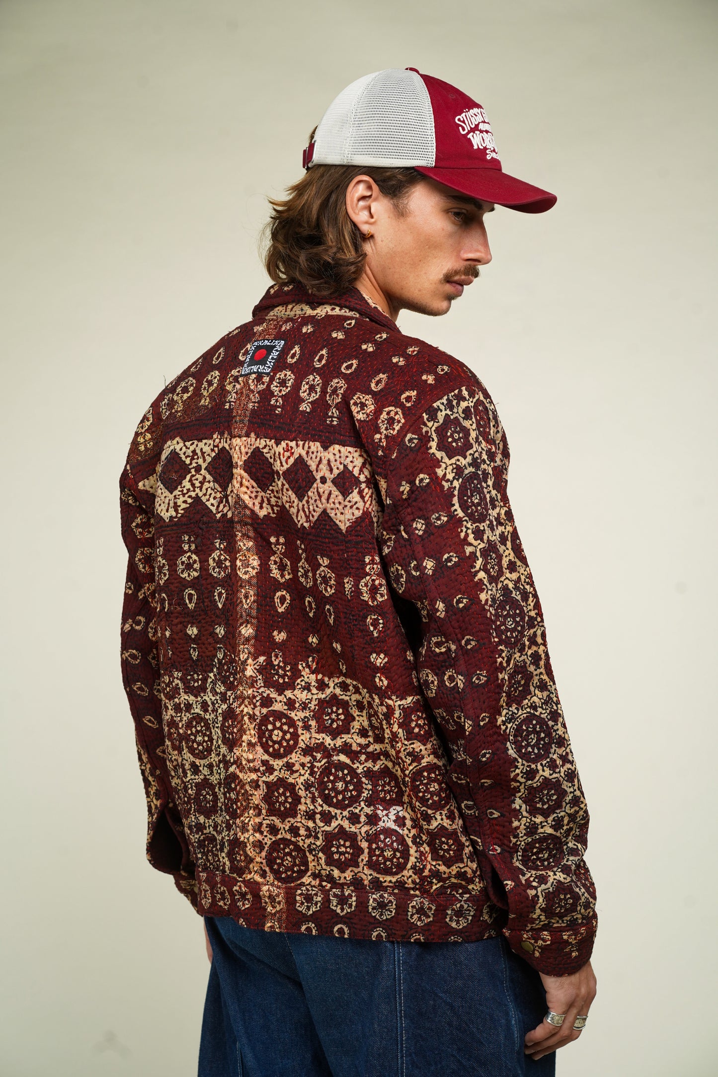 17. KANTHA AJRAK DENIM JACKET L