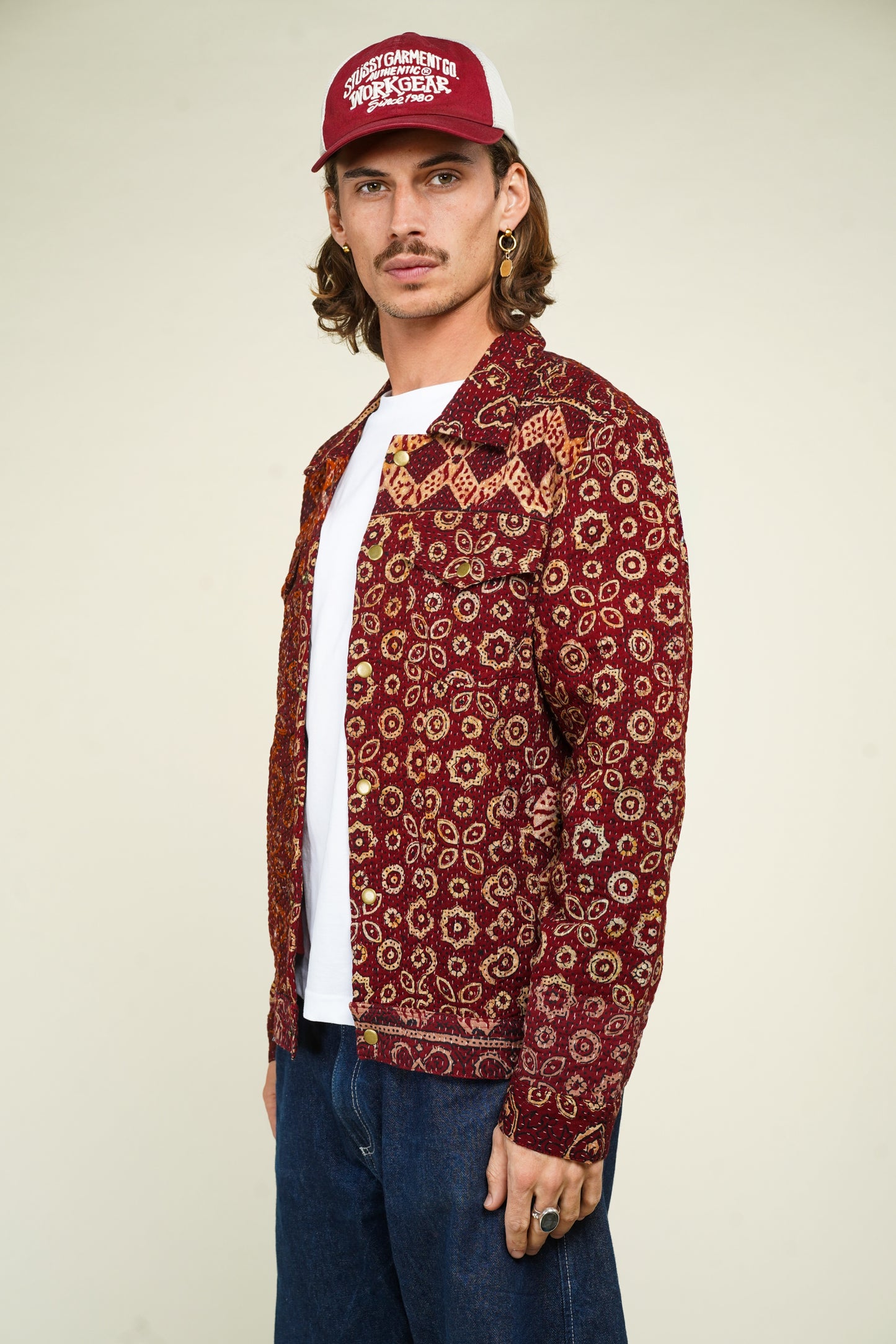 21. KANTHA AJRAK DENIM JACKET L