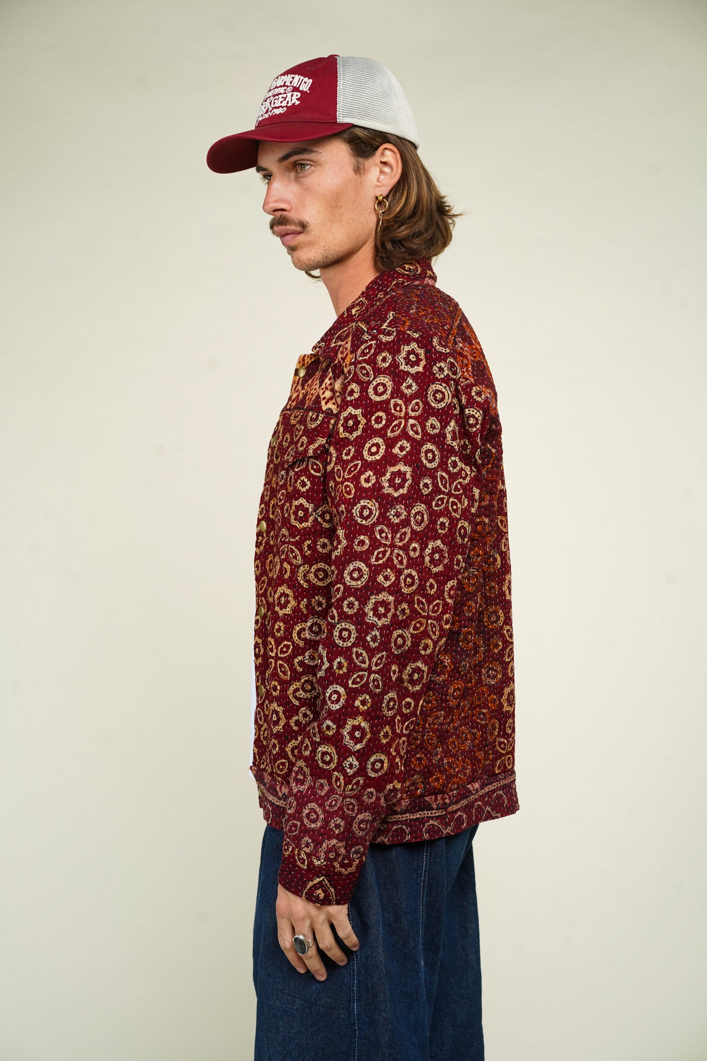21. KANTHA AJRAK DENIM JACKET L