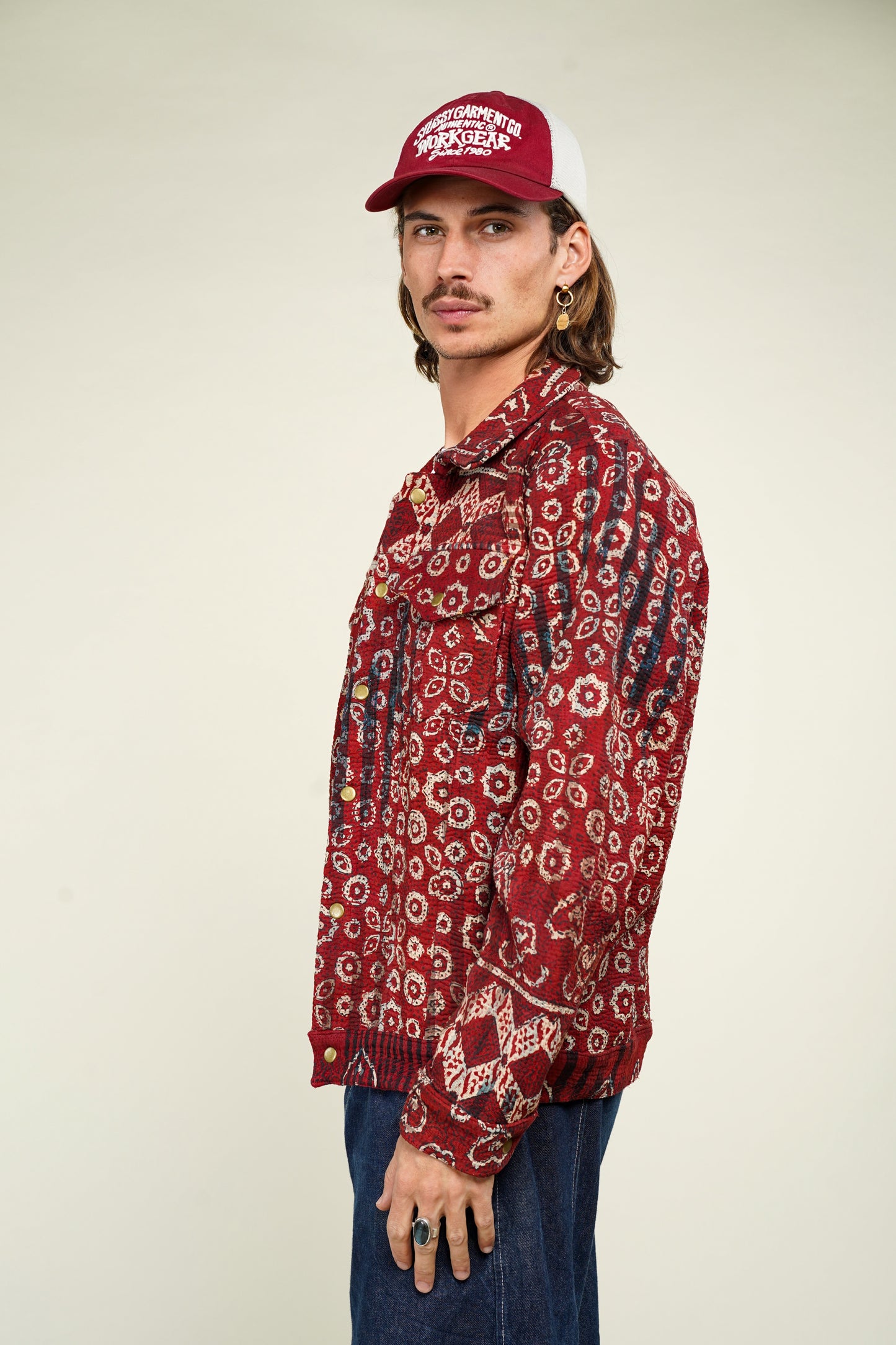 19. KANTHA AJRAK DENIM JACKET L