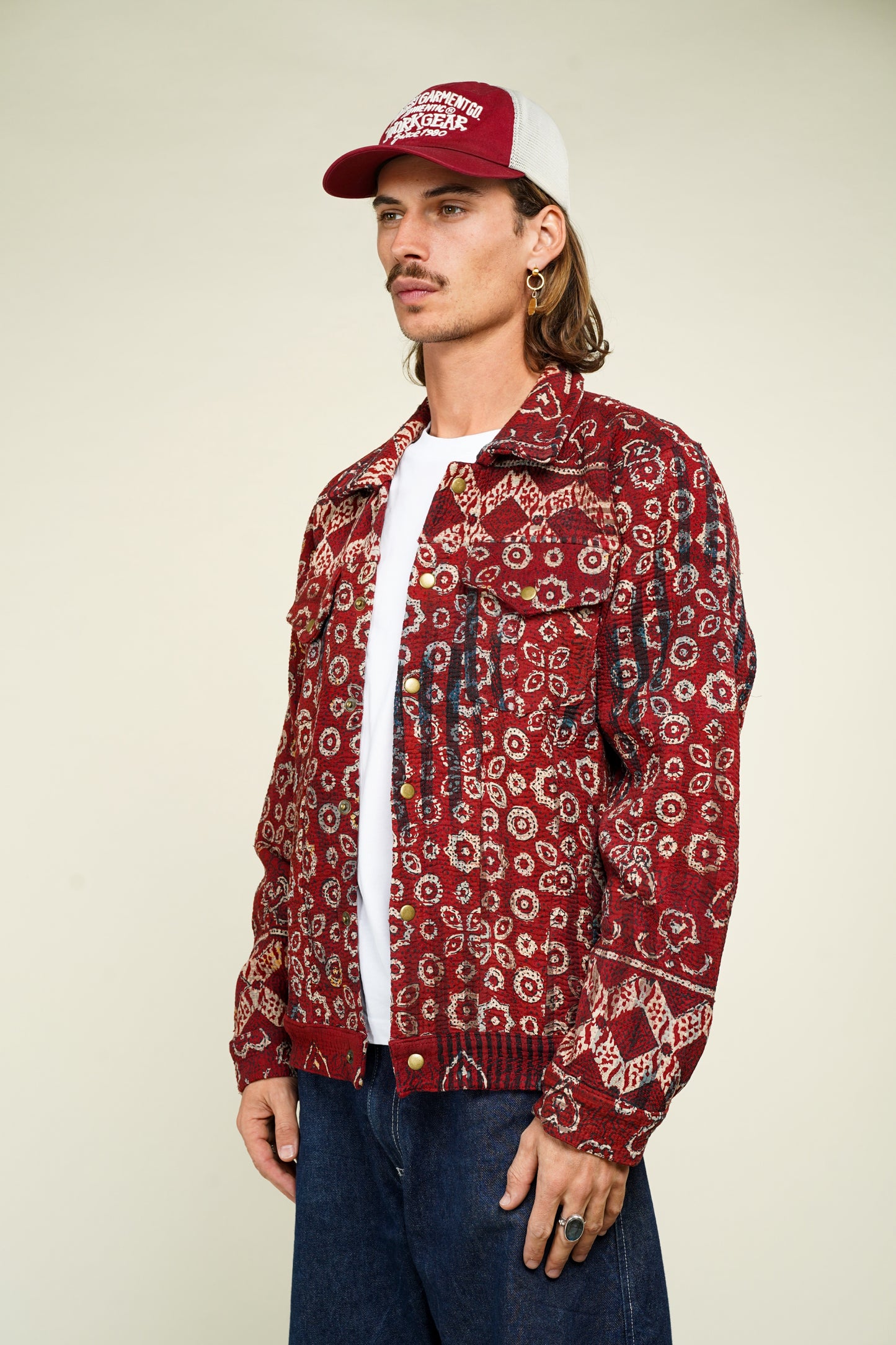 19. KANTHA AJRAK DENIM JACKET L