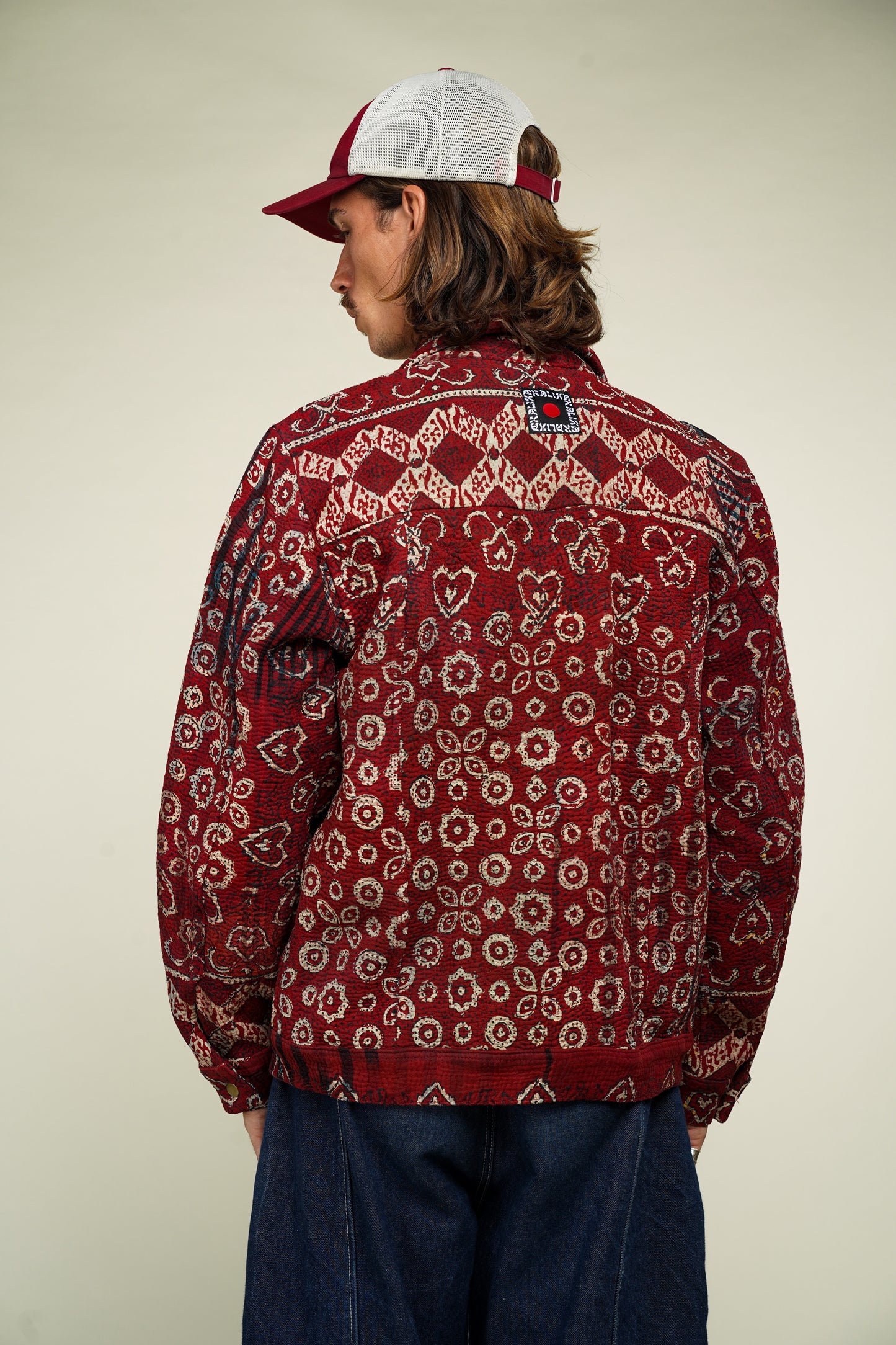 19. KANTHA AJRAK DENIM JACKET L