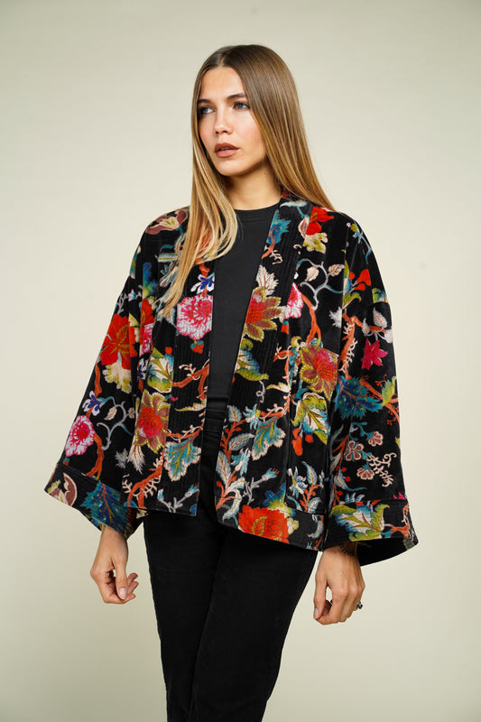 27. KIMONO VELOUR NOIR FLEURS