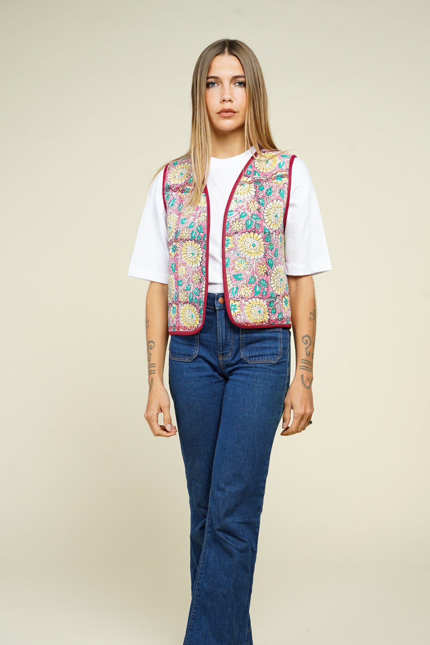 2. GILET KANTHA BLOCKPRINT BAGRU M
