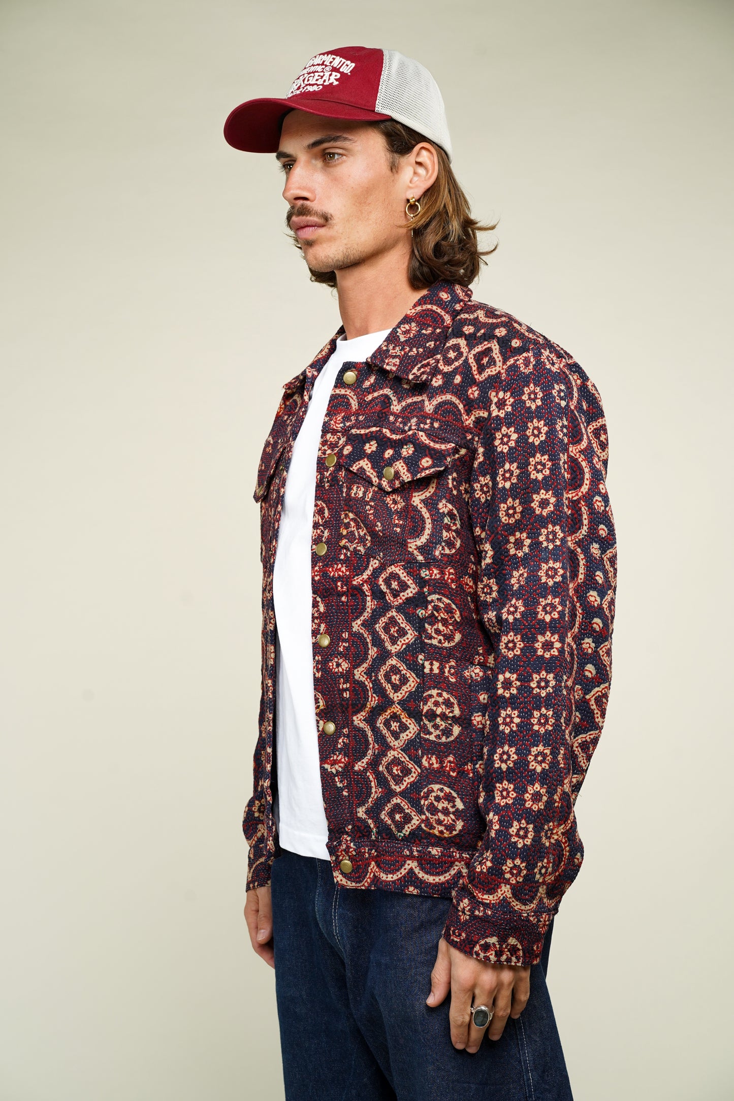 15. KANTHA AJRAK DENIM JACKET L
