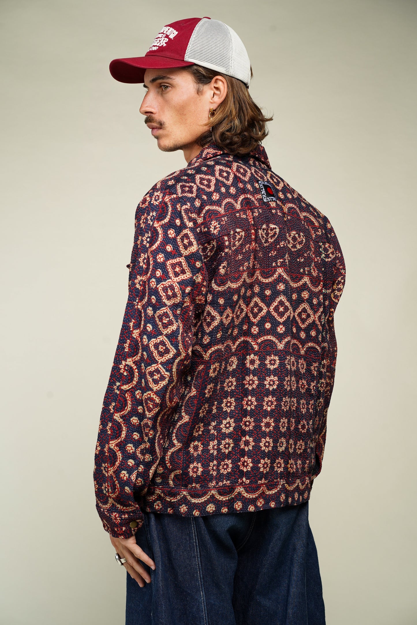 15. KANTHA AJRAK DENIM JACKET L