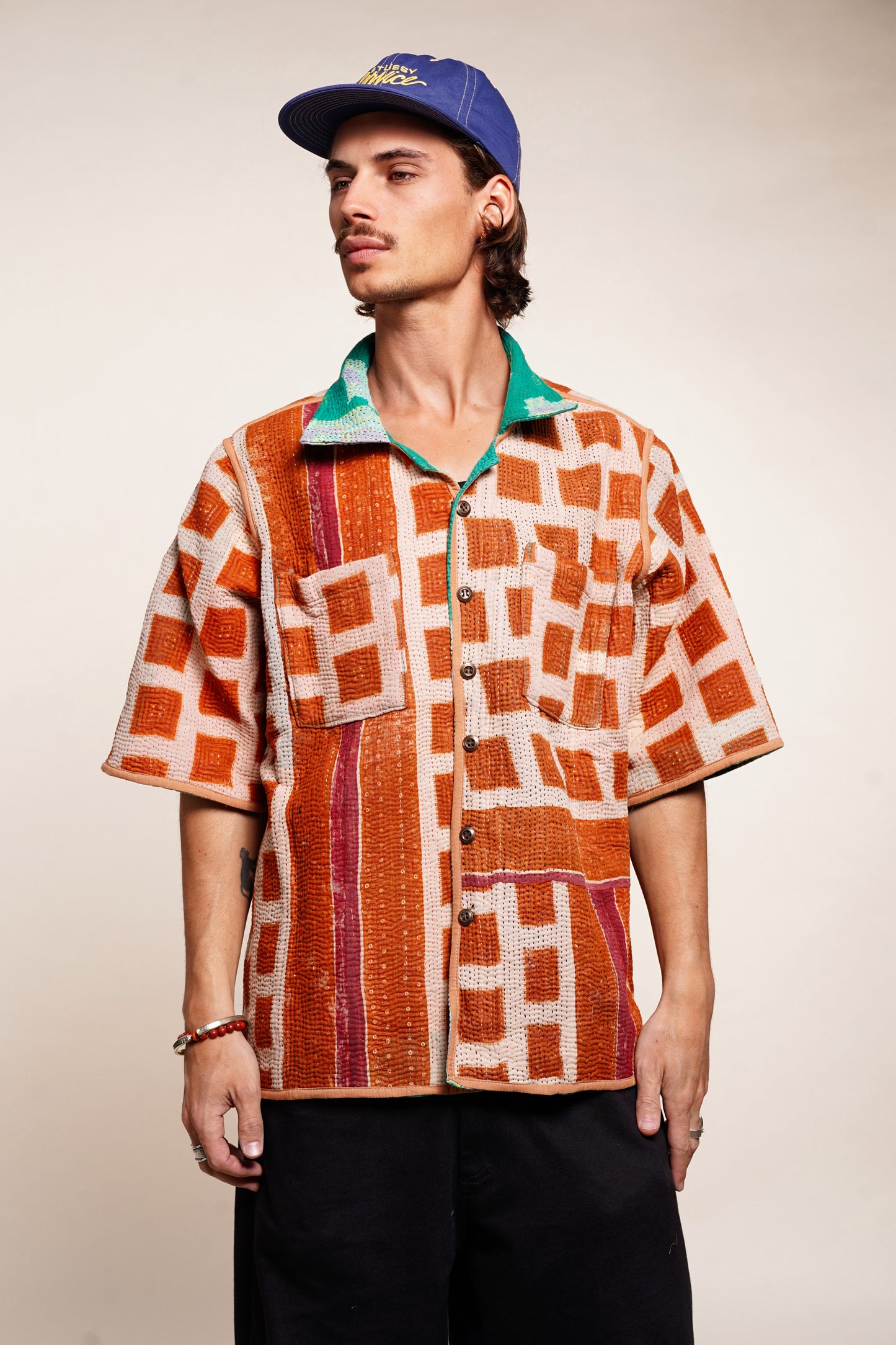 Kantha Shirt – Réversible & Oversize #01