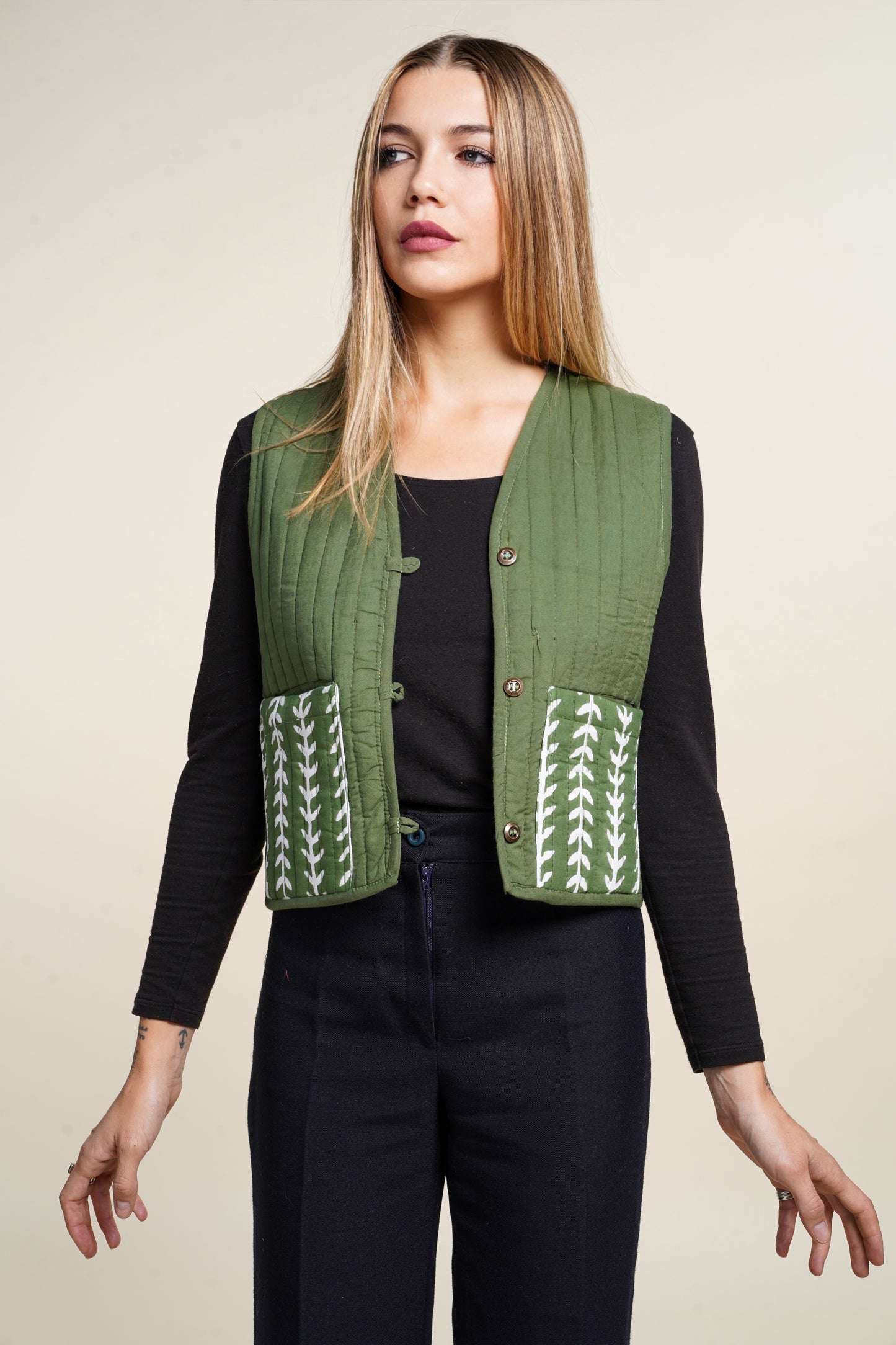 GILET REVERSIBLE BLOCKPRINT MATISSE VERT