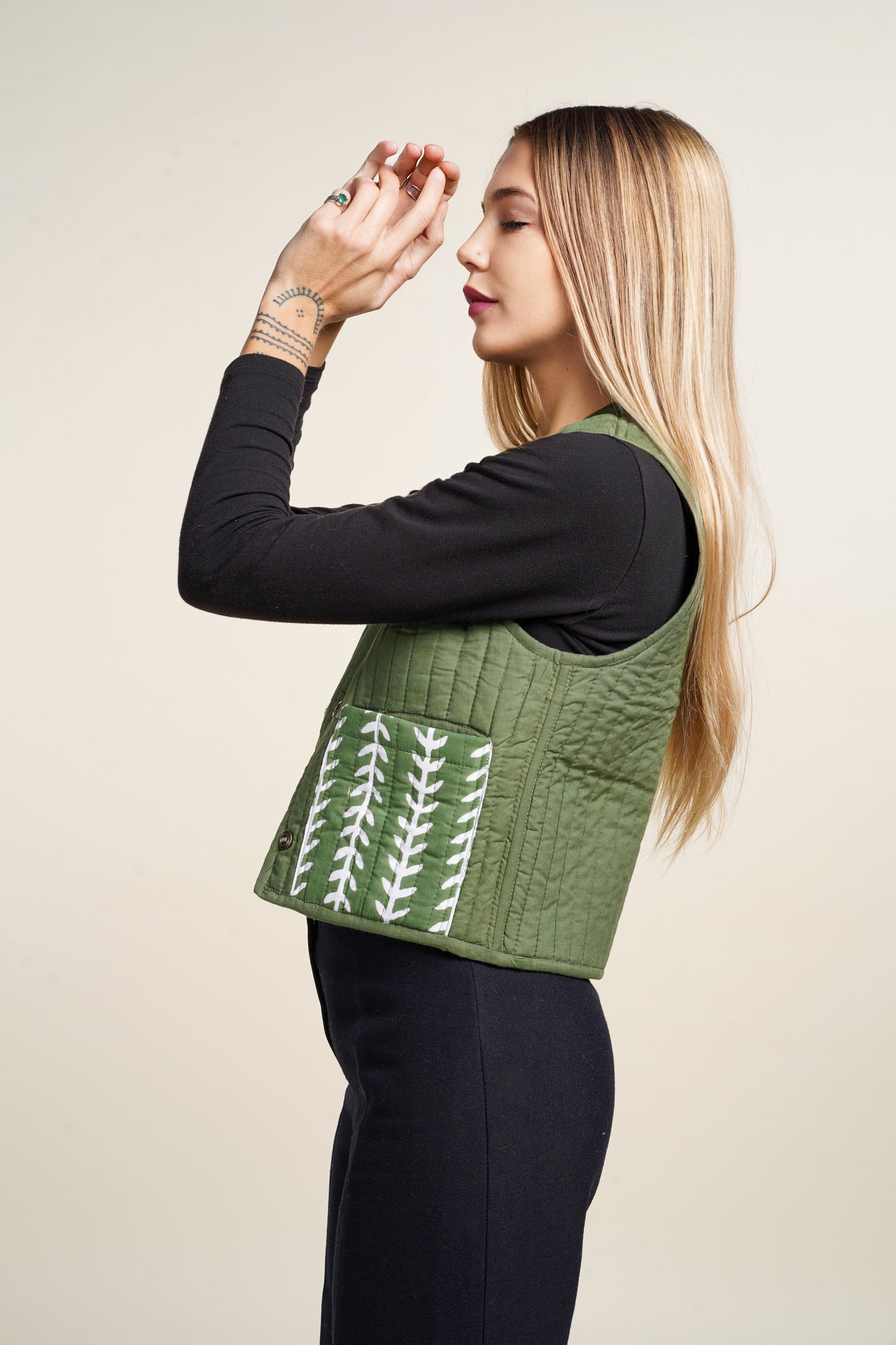 GILET REVERSIBLE BLOCKPRINT MATISSE VERT