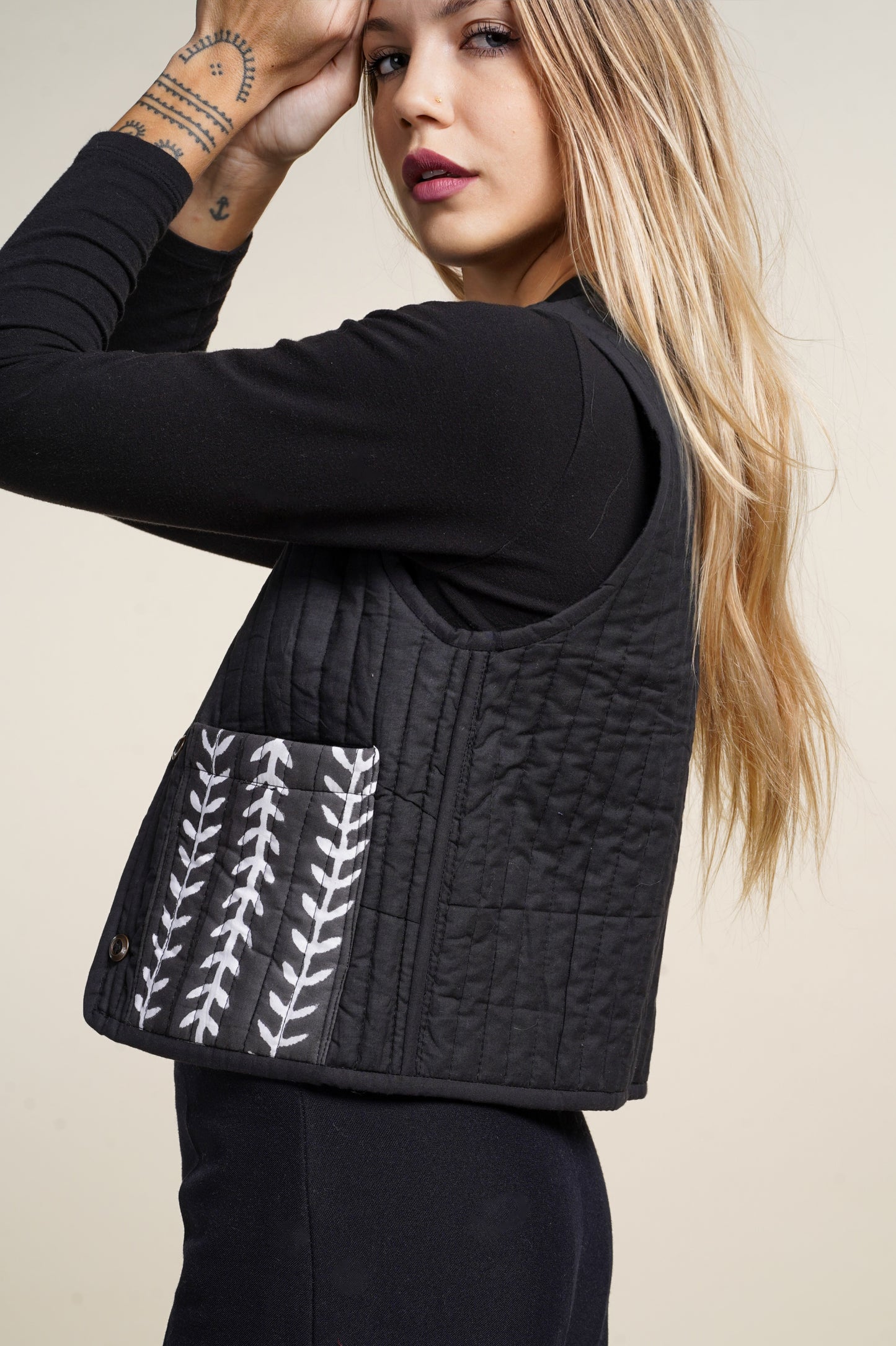 GILET REVERSIBLE BLOCKPRINT MATISSE NOIR