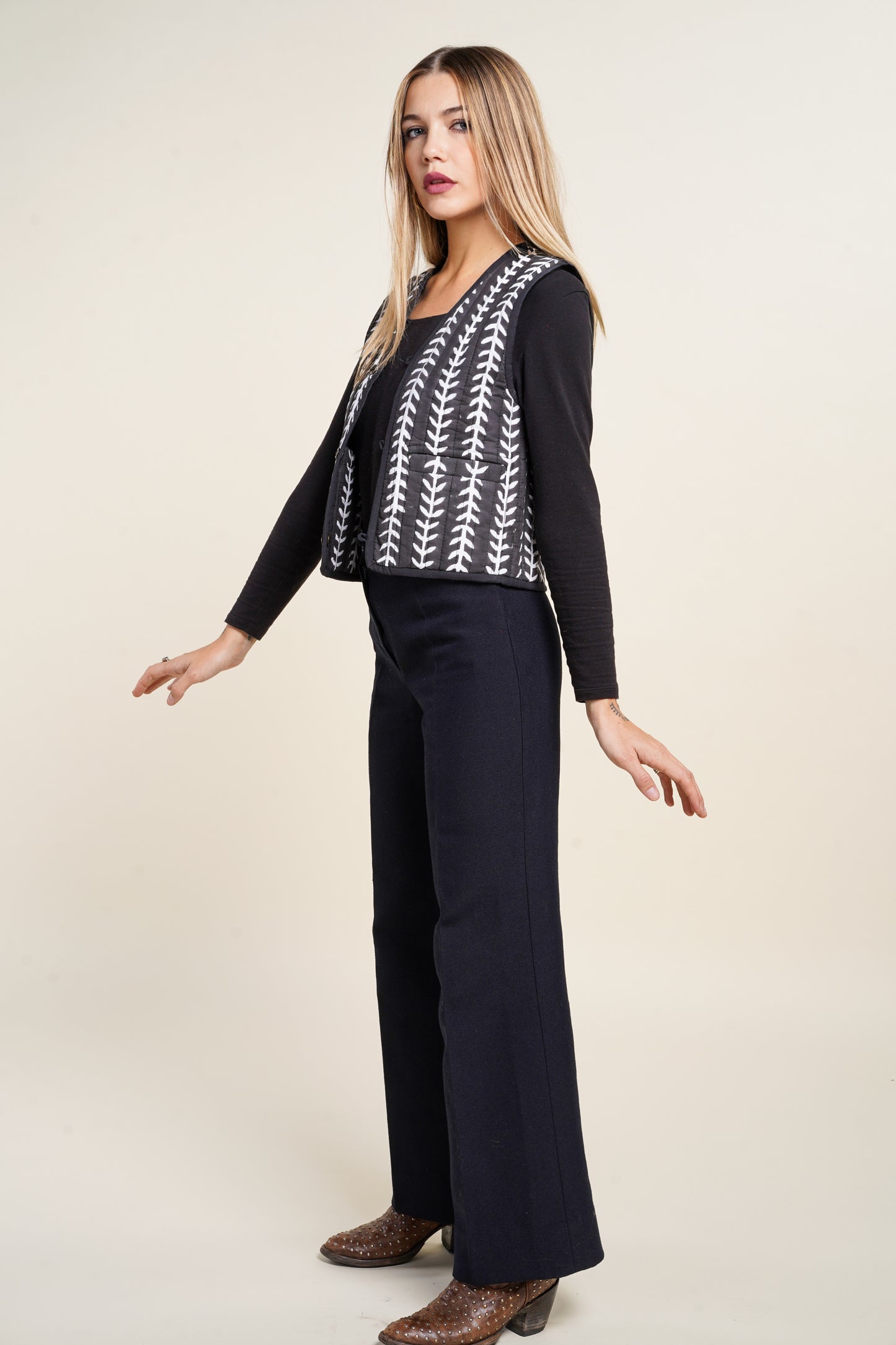 GILET REVERSIBLE BLOCKPRINT MATISSE NOIR