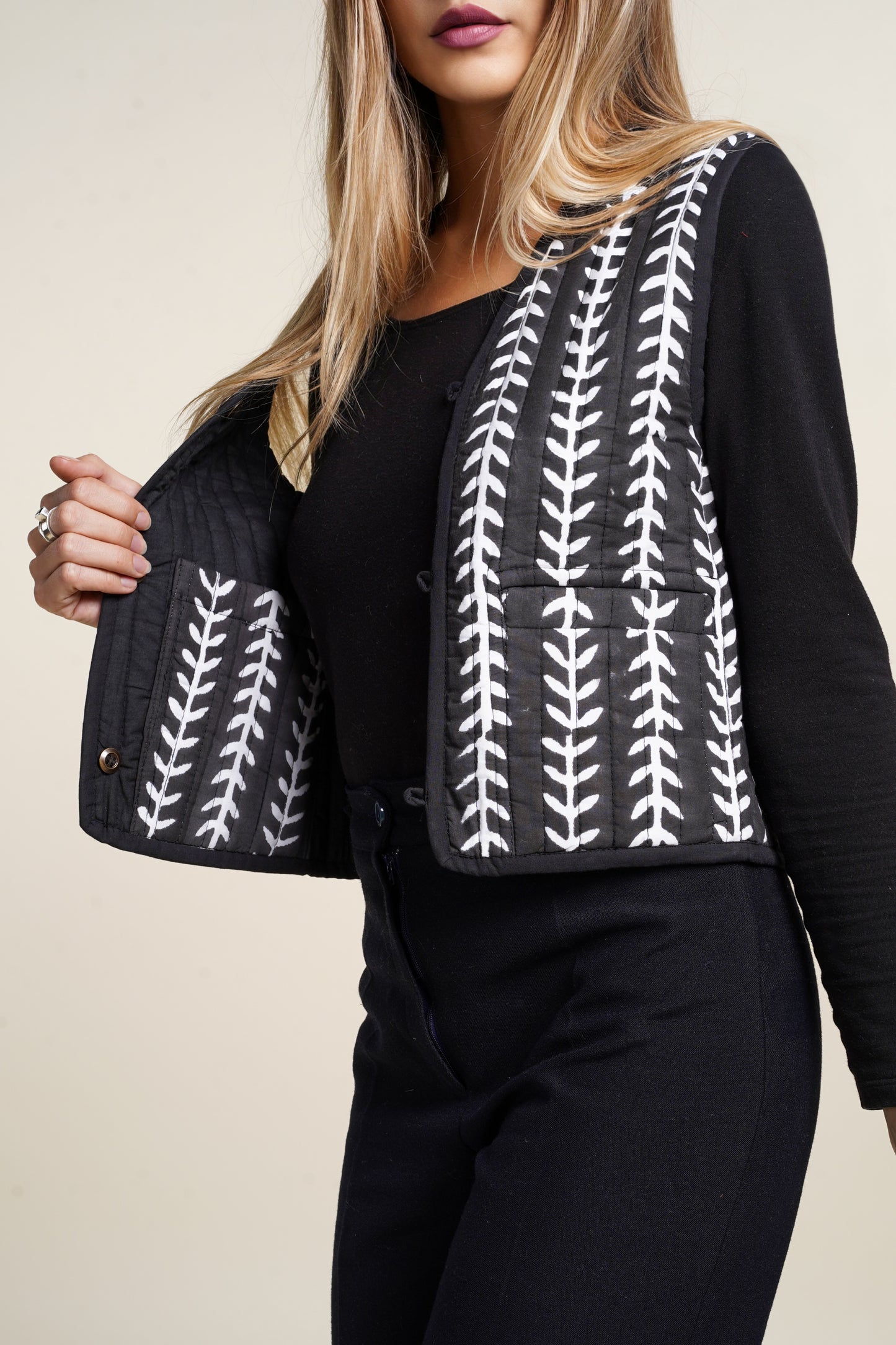 GILET REVERSIBLE BLOCKPRINT MATISSE NOIR