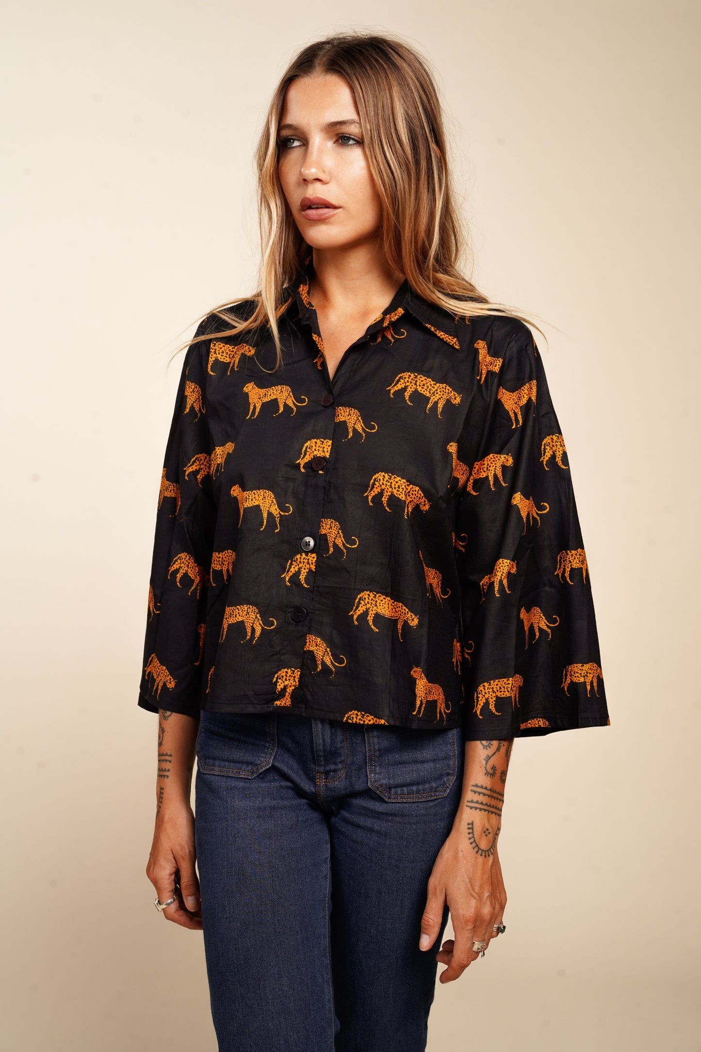 CHEMISE BLACK LEOPARD