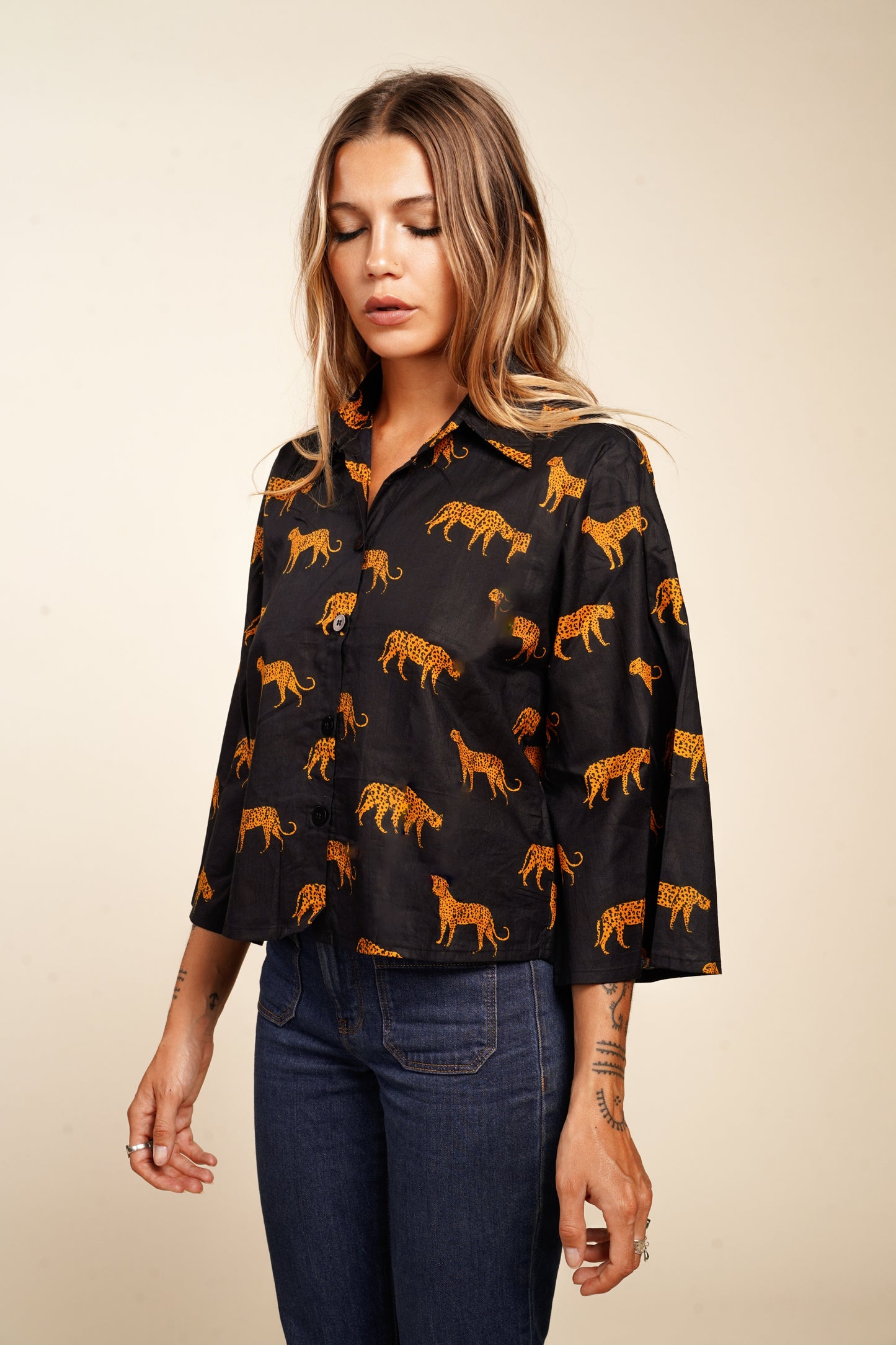 CHEMISE BLACK LEOPARD