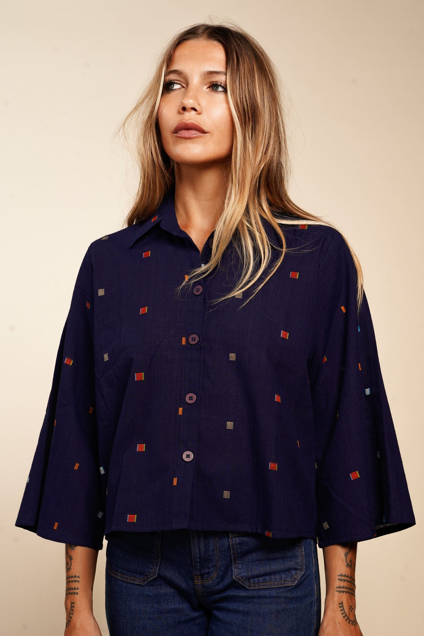 CHEMISE KHADI DARK BLUE