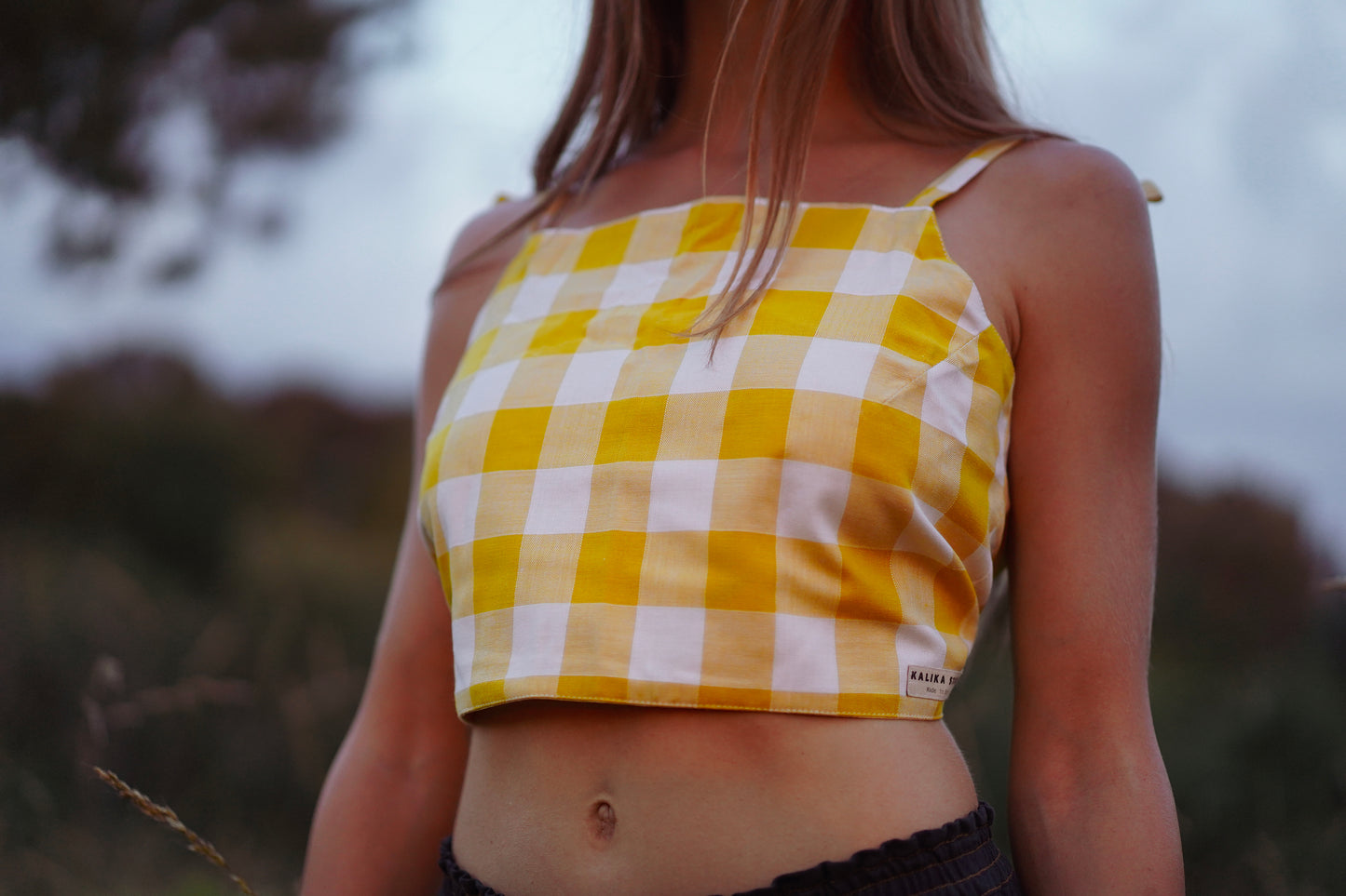CROP TOP VICHY JAUNE