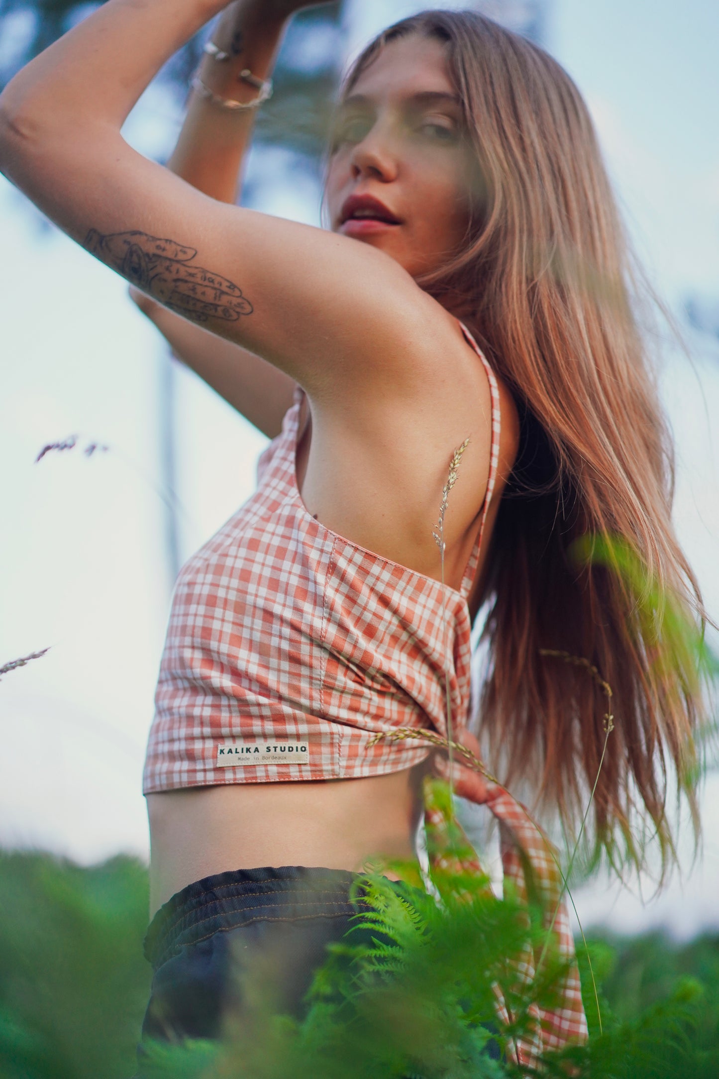 CROP TOP VICHY ROSE