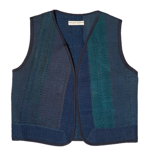 GILET KANTHA INDIGO