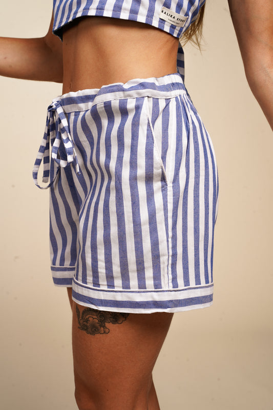 SHORT KHADI FEMME - BLUE STRIPE