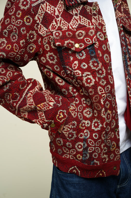 19. KANTHA AJRAK DENIM JACKET L
