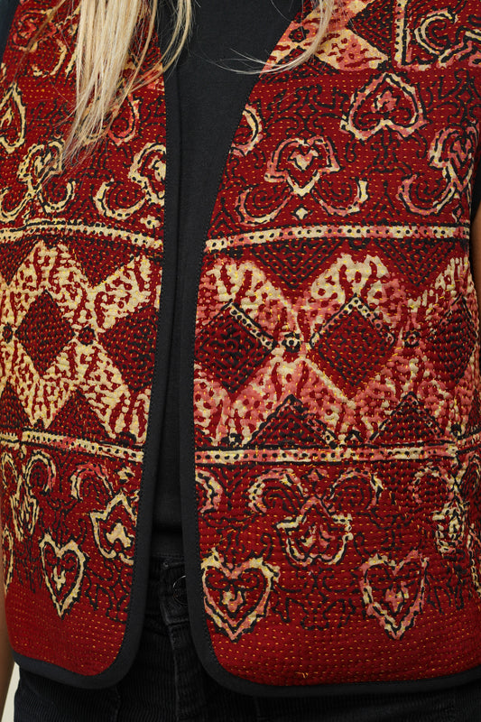 4. GILET KANTHA BLOCKPRINT AJRAK M