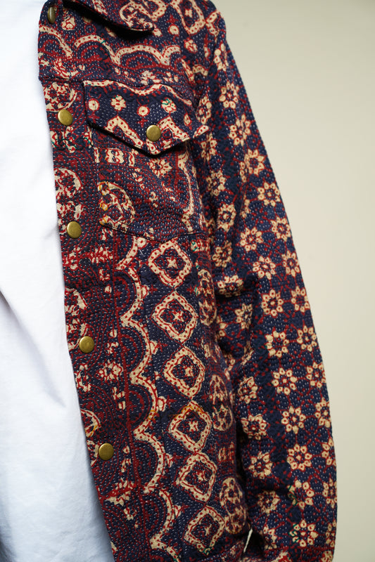 15. KANTHA AJRAK DENIM JACKET  L