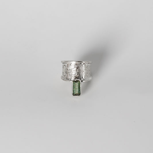 Bague Envolée – Tourmaline verte baguette