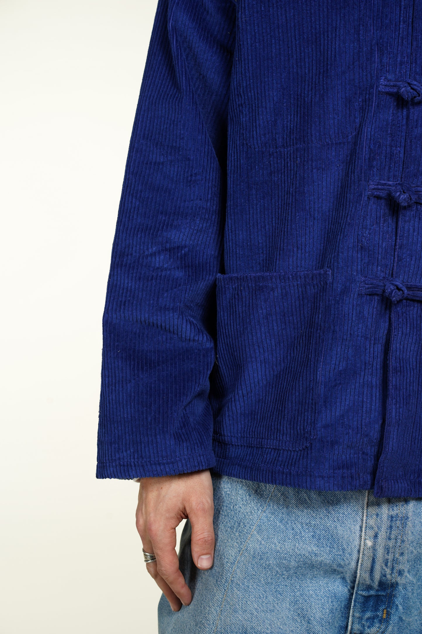 VESTE SHANGHAI VELOURS CORDUROY BLEUE